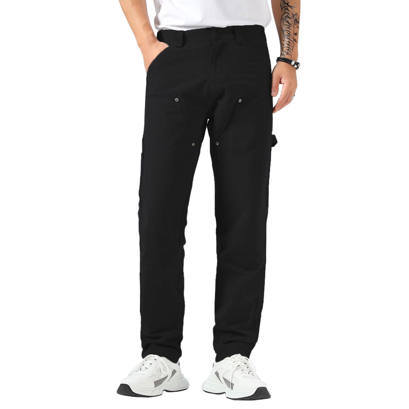 **Durable Men's Work Pants - Straight Fit Carpenter & Utility Pants with Double Knee - Twill Fabric for Painters, Construction & Outdoor Work**    (*Use Scenarios: Ideal for construction workers, painters, carpenters, DIY projects, and outdoor labor.*)