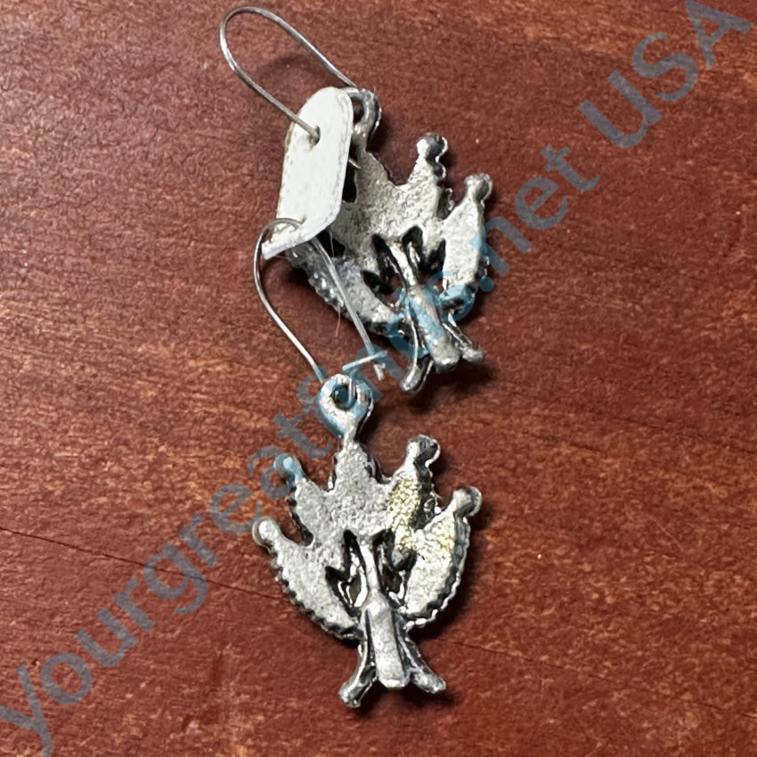 Vintage Silver Tone Needlepoint Faux Turquoise Pierced Earrings - Costume Jewelry for Women | Boho Chic Accessories for Parties, Weddings & Everyday Wear