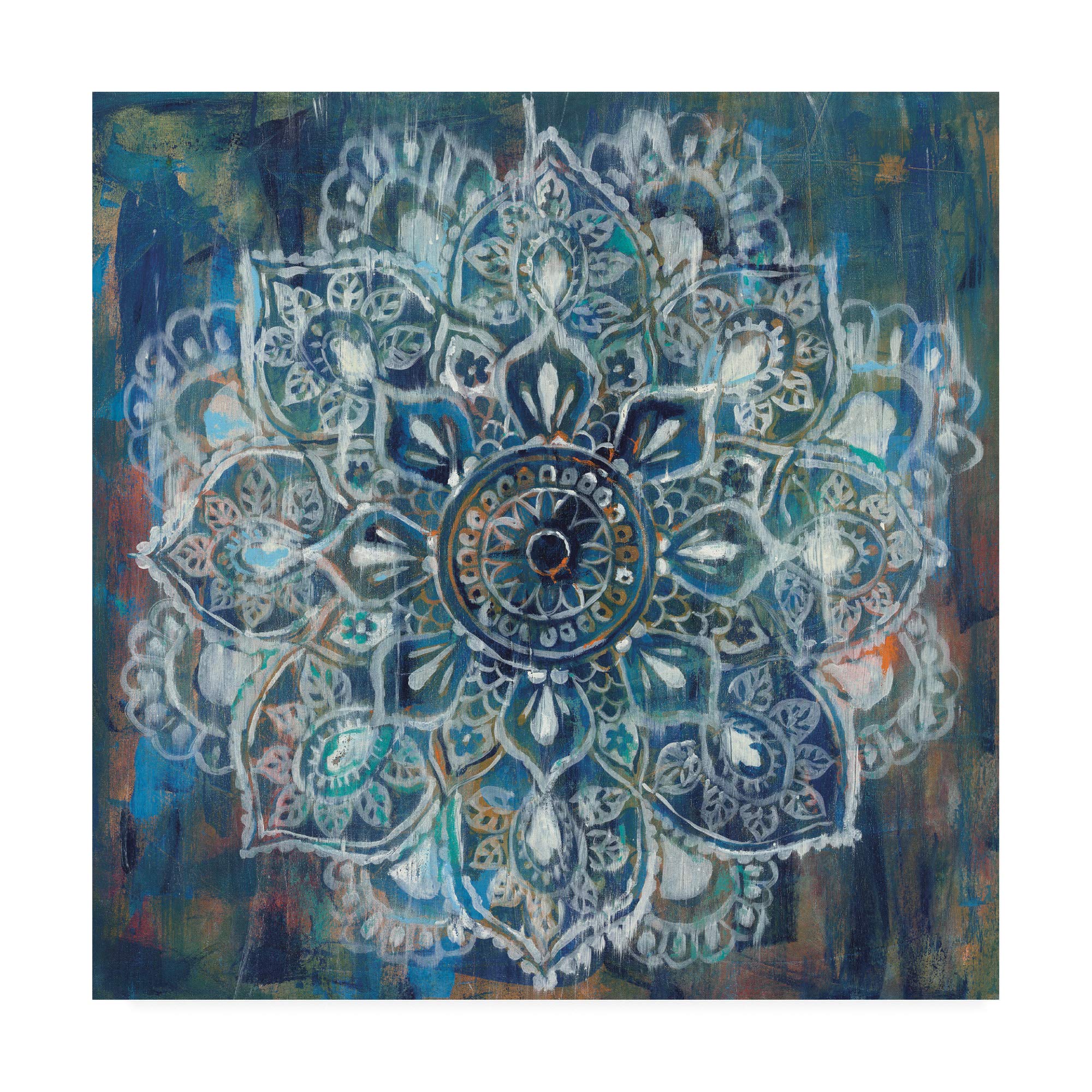 Danhui Nai Blue Mandala II - 18x18 Inch Premium Canvas Wall Art Print - Modern Home Decor for Living Room, Bedroom & Office