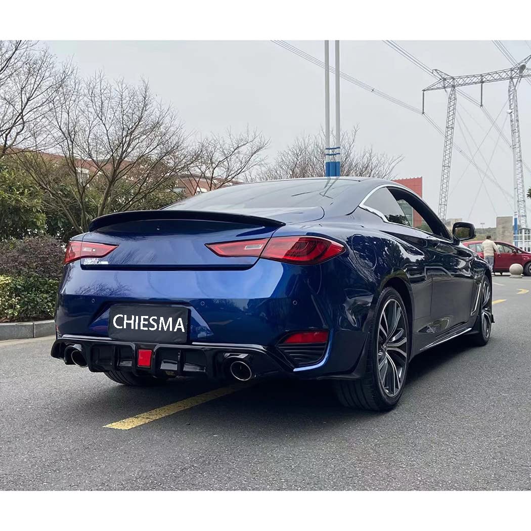 Carbon Fiber Rear Bumper Diffuser with Brake Light for 2017-2022 Infiniti Q60 - ABS Material, Sporty Style Upgrade for Enhanced Aerodynamics & Styling