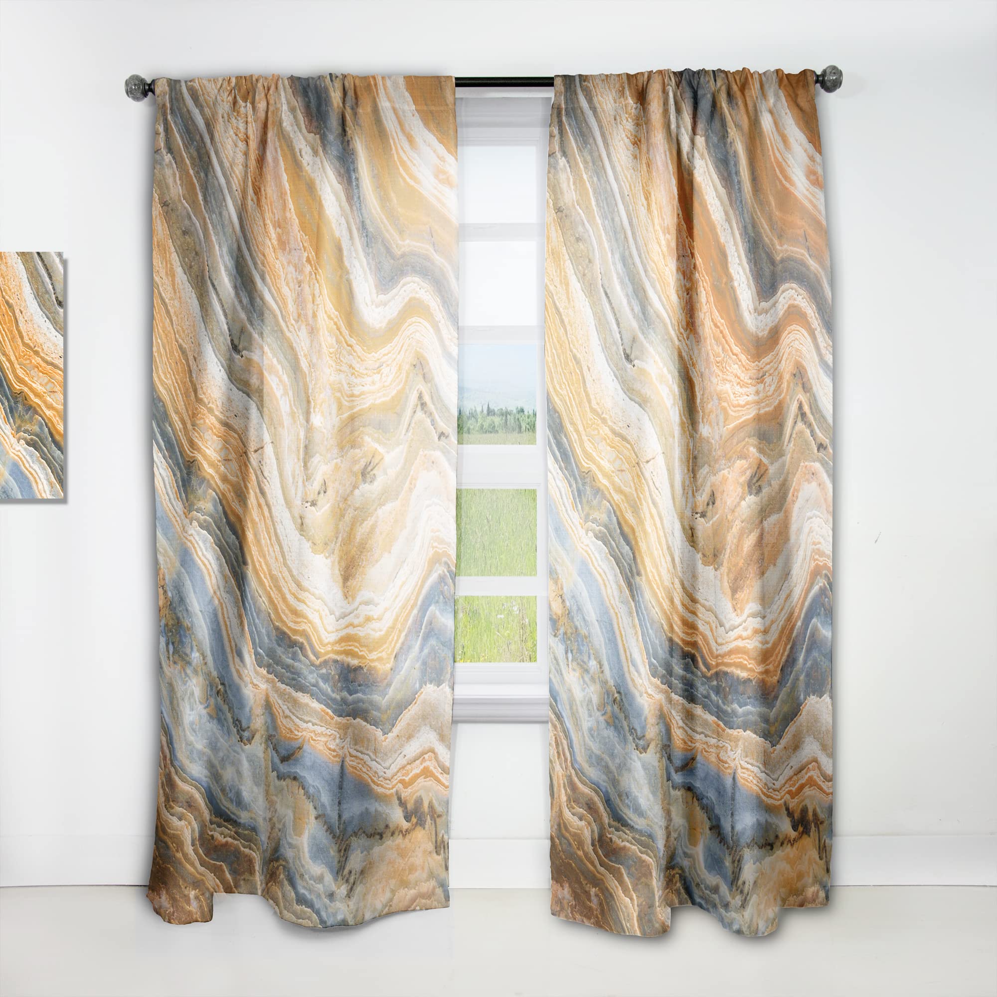 DesignQ Thermal Insulated Single Panel Curtains - 52x84 Inches, Marbled Rock Pattern for Bedroom & Living Room - Blackout Drapes for Home Decor, Privacy & Temperature Control