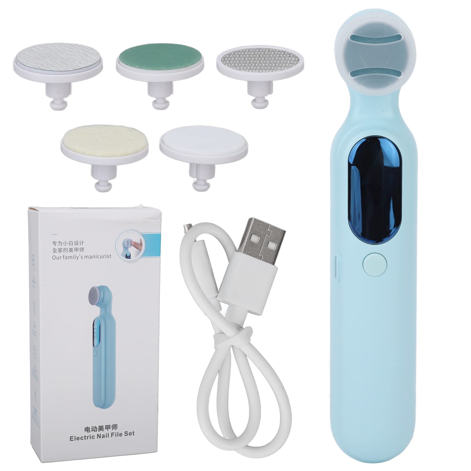 Electric Baby Nail Trimmer with 3 Speed Settings - Safe Infant Nail Clipper & Manicure Pedicure Kit for Newborns - Includes Extra Replacement Heads - Perfect for Baby Nail Care at Home or Travel
