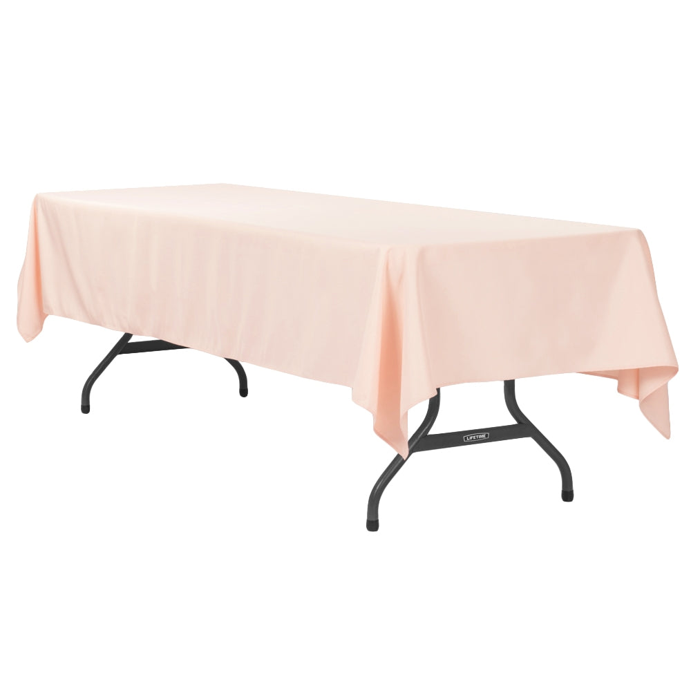 60x120 Inch Premium Polyester Rectangular Tablecloth - Washable Wrinkle Resistant Dining Table Cover for Wedding, Party, Restaurant (Blush Rose Gold) - Perfect for Formal Events & Home Decor