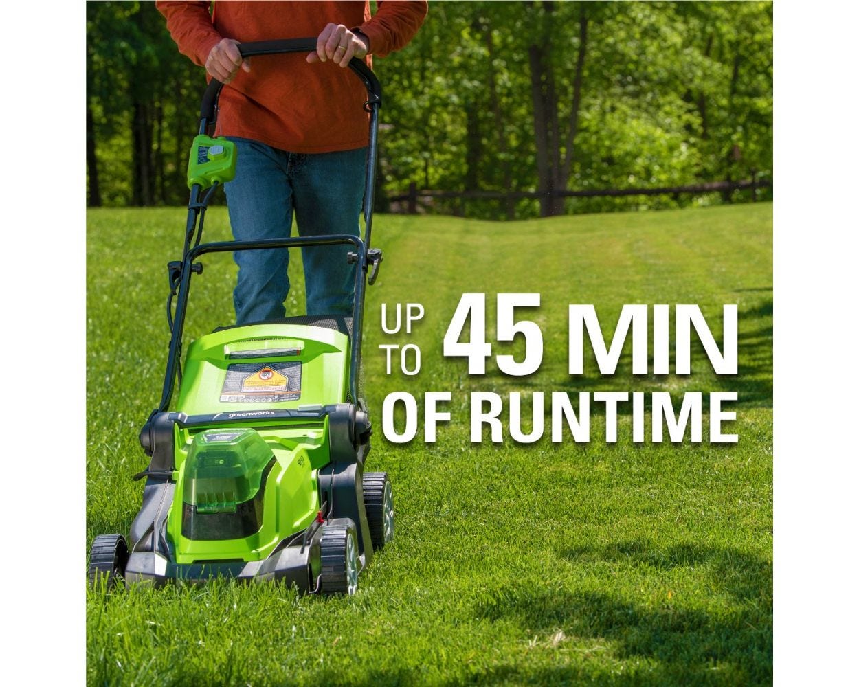 48V (2x24V) 17-Inch Cordless Battery Push Lawn Mower with Two 4.0Ah USB Batteries & Dual Port Charger - Perfect for Small to Medium Yards, Quiet and Eco-Friendly Lawn Care