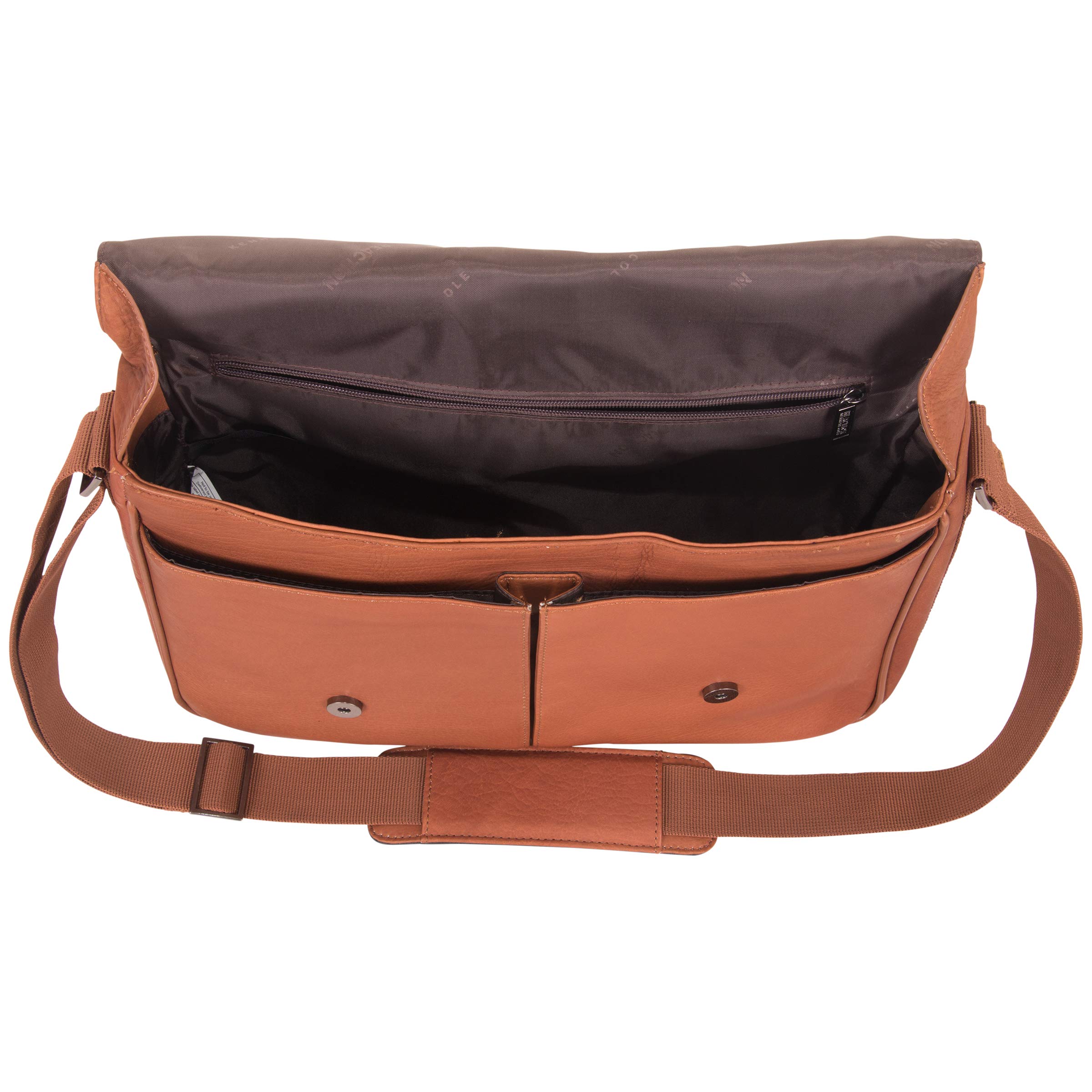 Kenneth Cole REACTION Risky Business Messenger Bag - Genuine Full-Grain Colombian Leather Crossbody Laptop Case & Tablet Bag for Work, Travel & Daily Commute