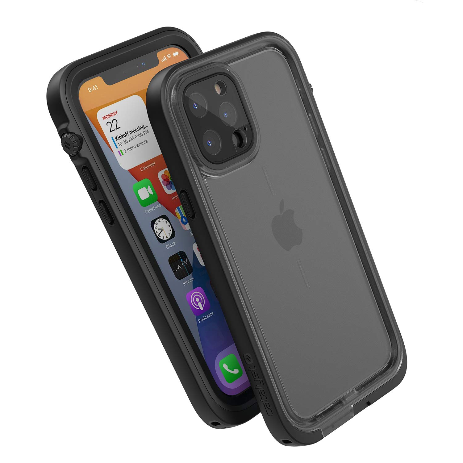 Catalyst 33ft Waterproof iPhone 12 Pro Case - 6.6ft Drop Proof, Clear Back, Compatible with Crux Accessories (Black) - Perfect for Swimming, Hiking & Outdoor Adventures