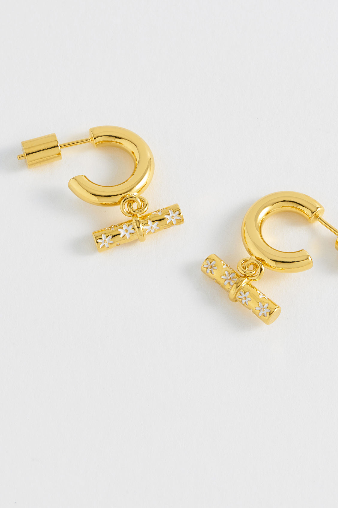 Elegant Floral T-Bar Drop Hoop Earrings for Women - Perfect for Weddings, Parties & Everyday Wear