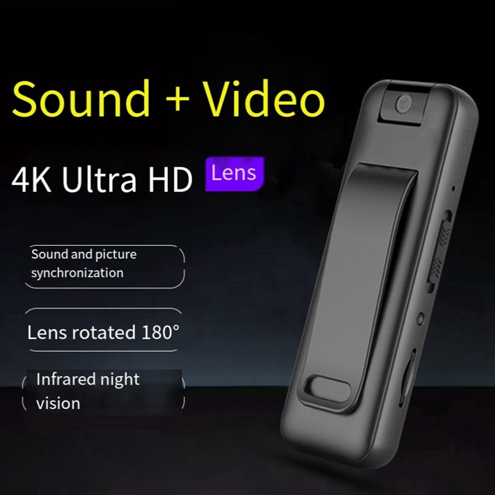 Komdndht 1PCS Mini Body Worn Camera - 180° Invisible Sports Camera for Outdoor Activities, No Night Vision - Perfect for Cycling, Hiking, Police & Security Recording