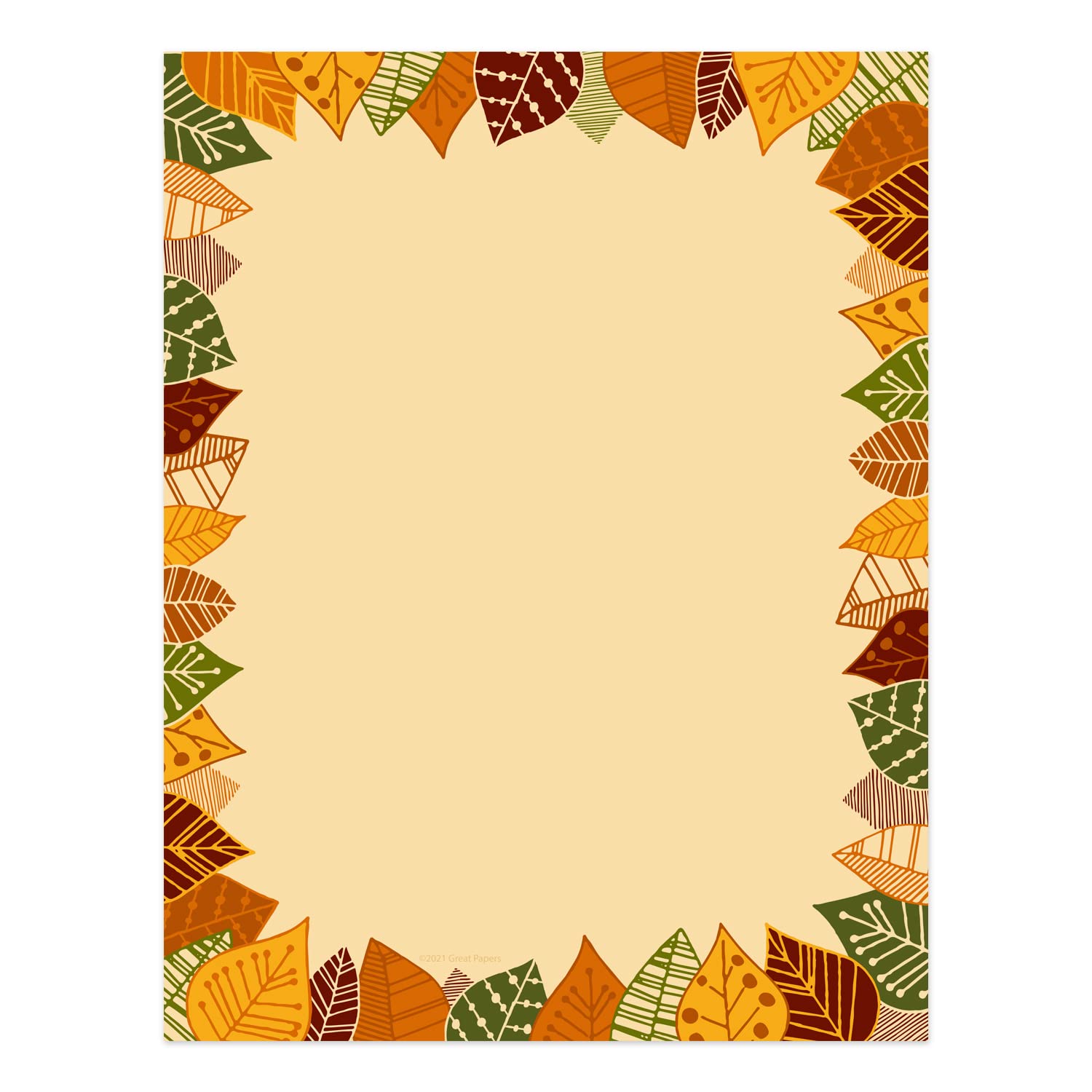 50 Sheets Thanksgiving Leaf Border Letterhead - 8.5