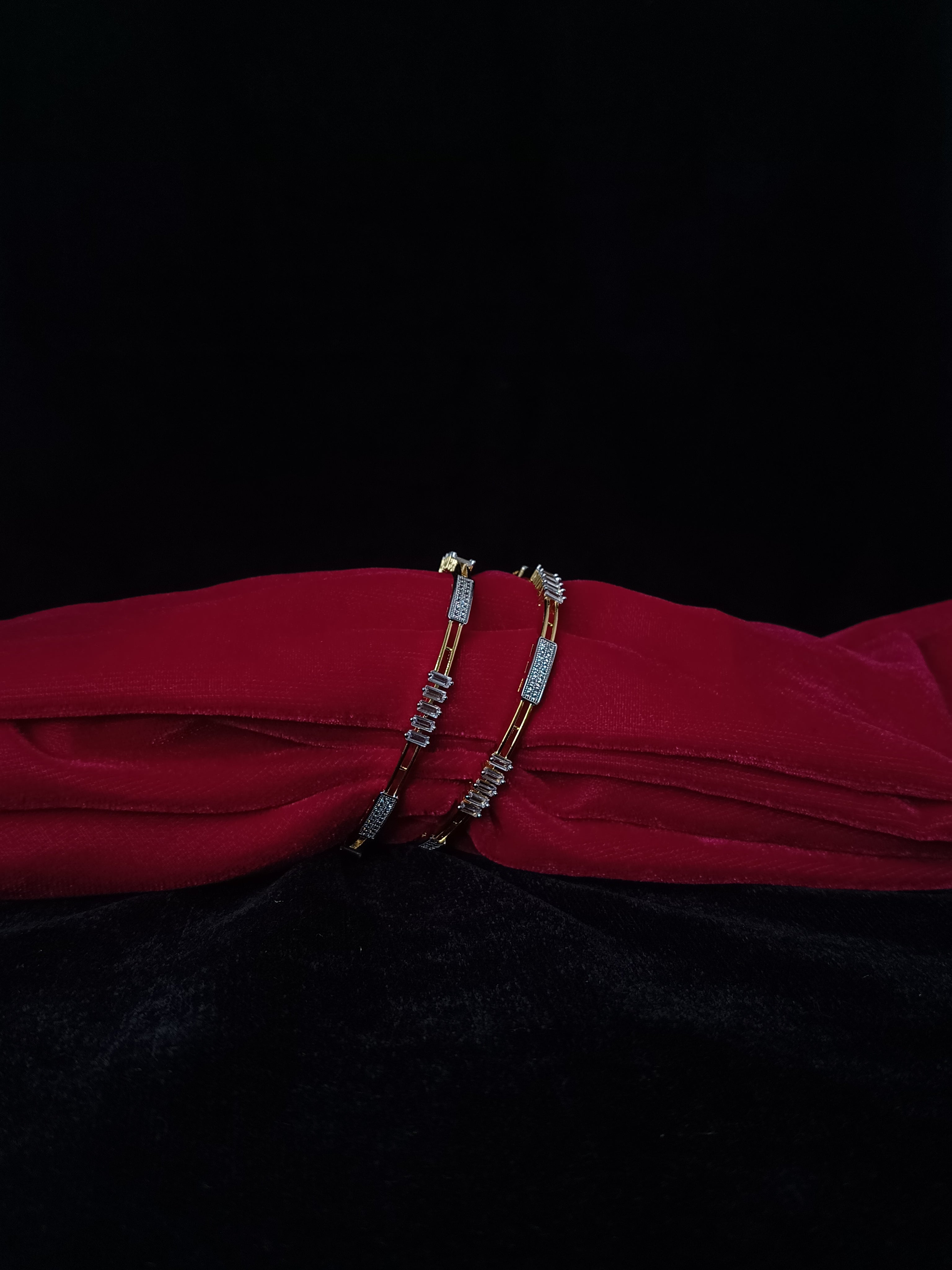 Stylish Gold & Silver Plated American Diamond Bangle Bracelet (D207) - Perfect for Parties, Weddings & Special Occasions