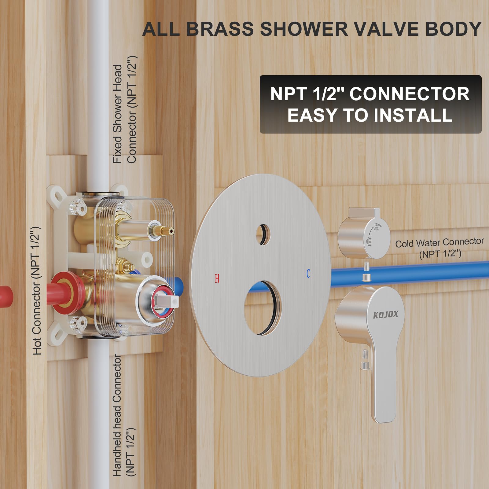 10 Inch Brushed Nickel Shower System - High Pressure Rain Shower Head & Handheld Shower Combo with Wall Mount Faucet, Mixer Valve & Trim Kit for Luxurious Bathroom Upgrade | Perfect for Modern Homes, Spa-Like Experience & Water Conservation