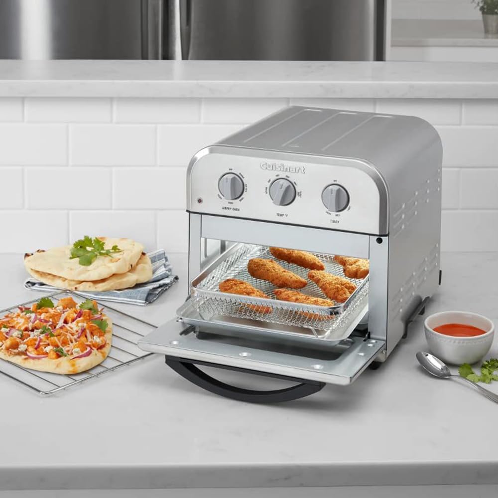 Cuisinart TOA-26FR Compact Air Fryer Convection Toaster Oven with 4 Functions - Stainless Steel (Renewed) - Perfect for Baking, Roasting, Toasting & Air Frying in Small Kitchens