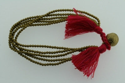 5 Strand Brass Bead & Tassel Bracelet for Women - Boho Chic Handmade Jewelry - Perfect for Festivals, Parties and Everyday Wear