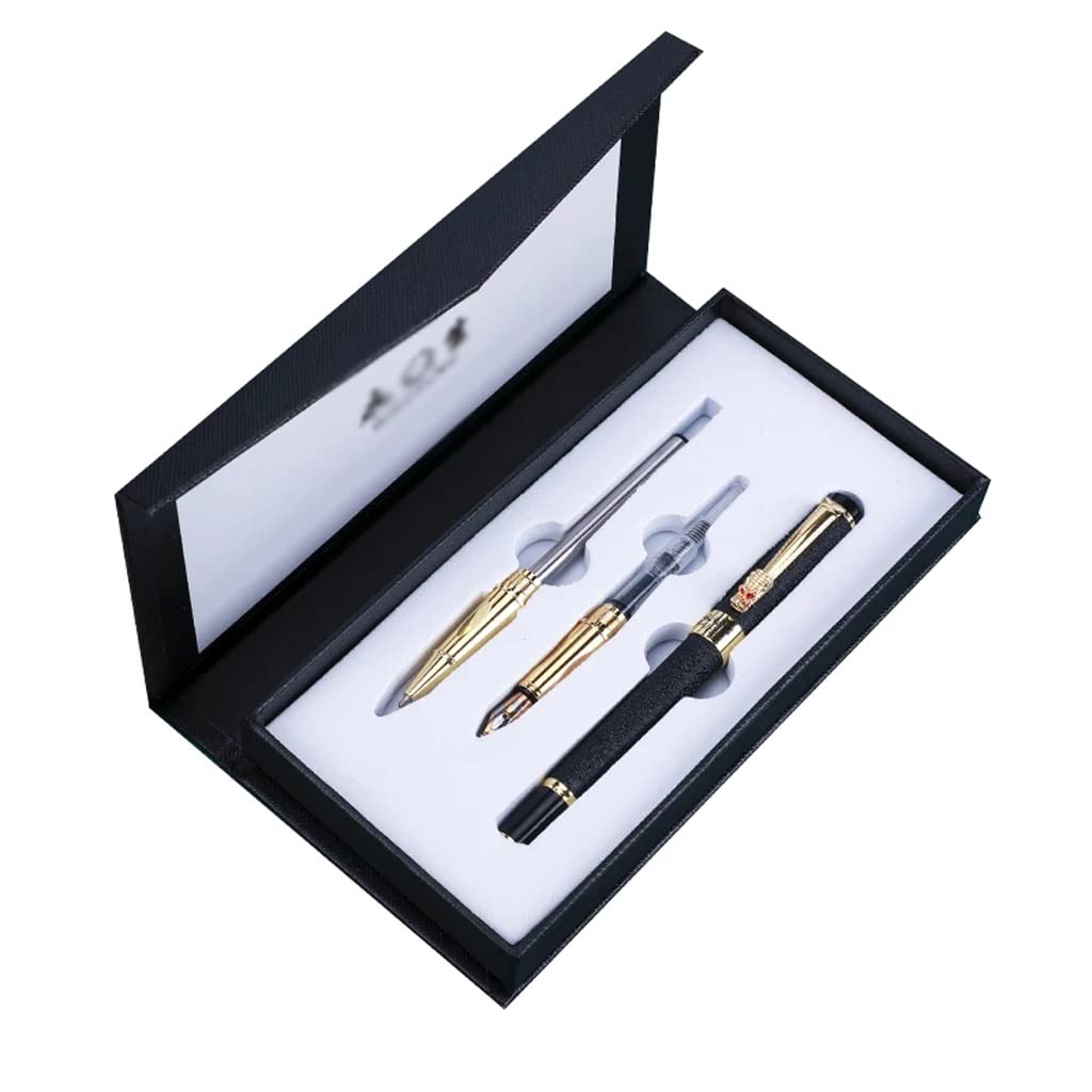 Premium Fountain Pen Set with Interchangeable Ballpoint & Fountain Tips - Elegant Dragon Clip Design for Business, Office & Gifting - Perfect for Signing Documents, Note-Taking & Luxury Stationery Collections
