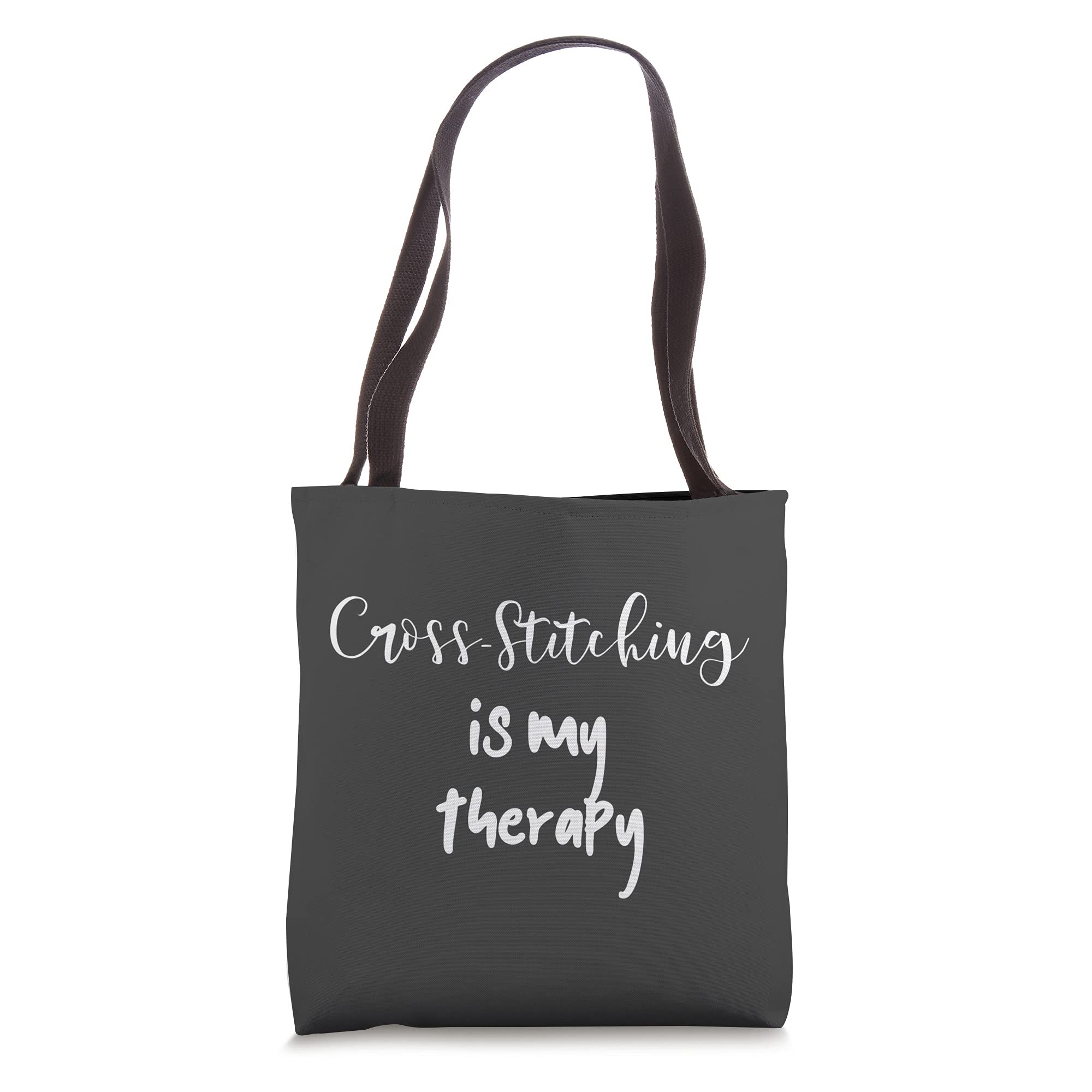 Cross Stitcher Quote Tote Bag - 'Cross-Stitching Is My Therapy' - Perfect for Crafters, DIY Enthusiasts & Stress Relief Activities