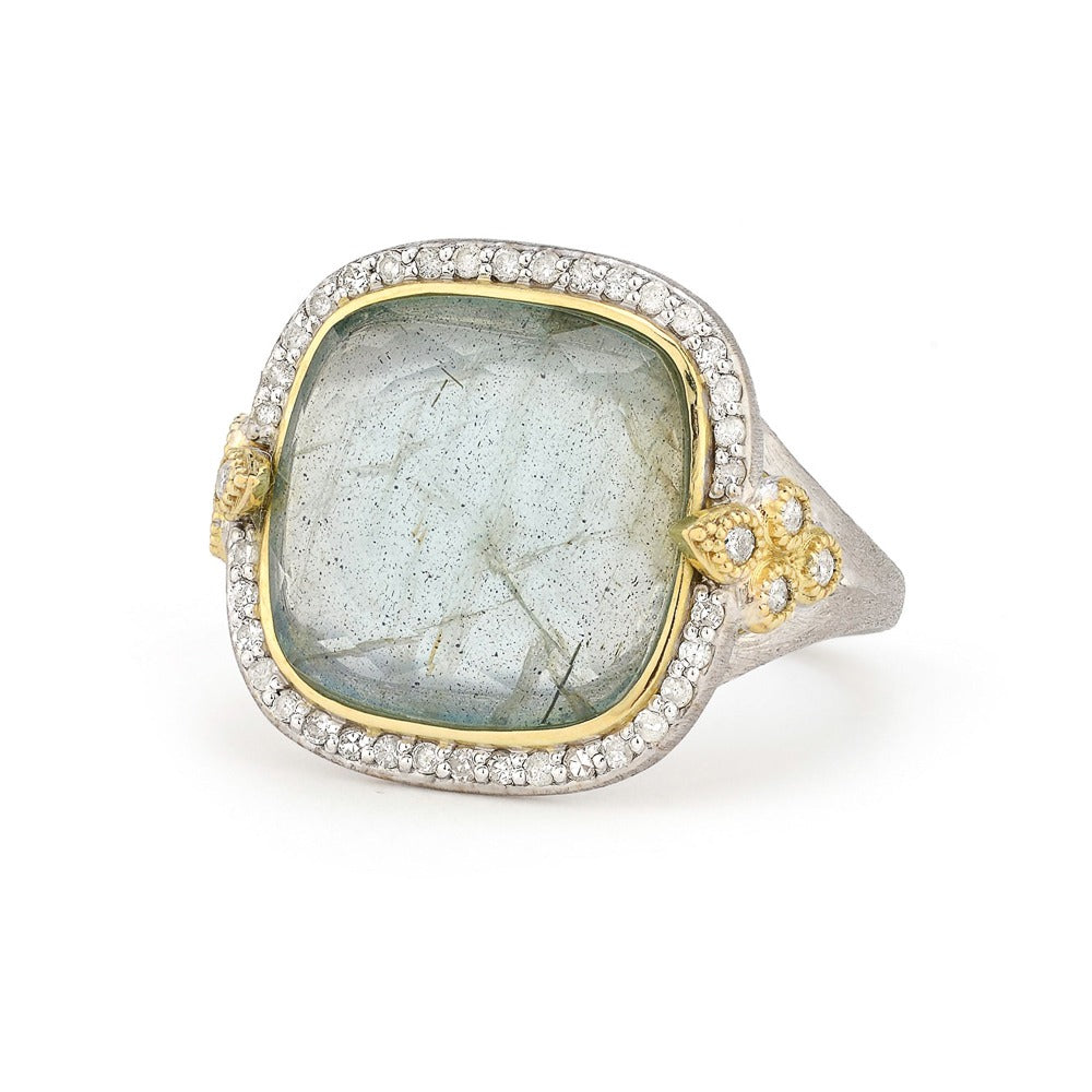 Jude Frances Mixed Metal Large Moroccan Pavé Cushion Stone Ring - Elegant Statement Jewelry for Women | Perfect for Parties, Weddings & Special Occasions