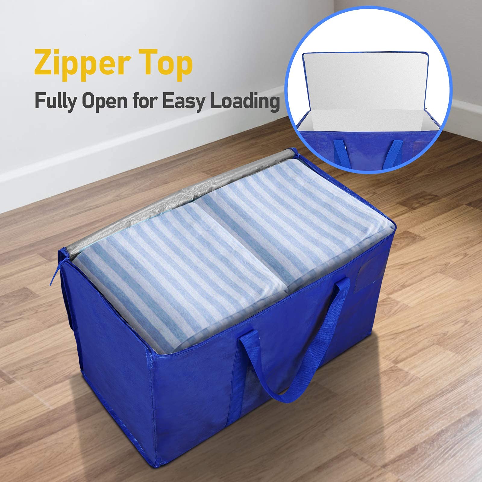 TICONN 12+6 Pack Extra Large Moving Bags with Handles - Heavy Duty Storage Bags for Moving, Travel, Clothes & Home Organization (Perfect for College Dorm, Apartment Relocation & Vacation Packing)