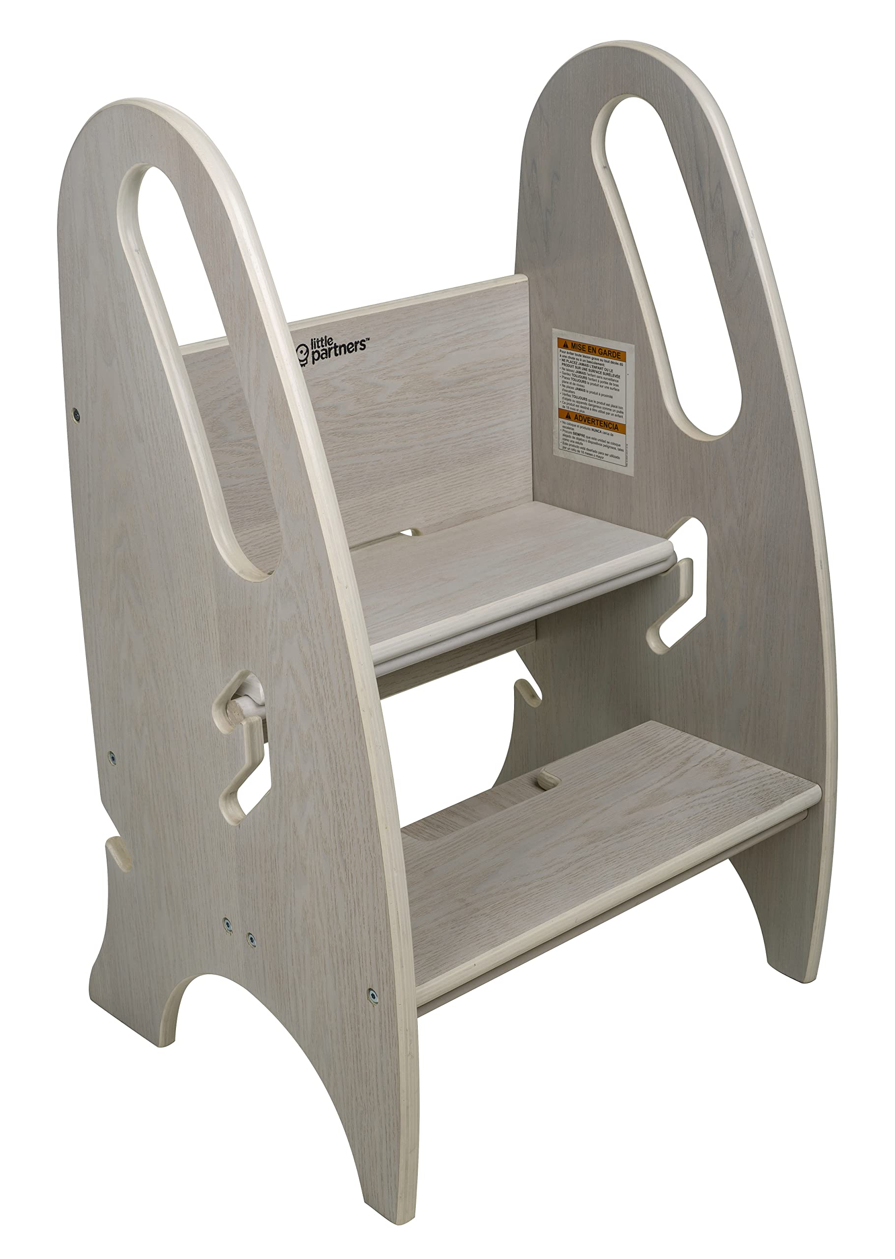 Little Partners 3-in-1 Wooden Toddler Step Stool & Learning Tower - Adjustable Height, Anti-Slip Feet, 200 lb Capacity - Perfect for Kitchen, Bathroom & Playroom (Premium Ivory) - Safe Helper for Cooking, Brushing Teeth & Independent Play