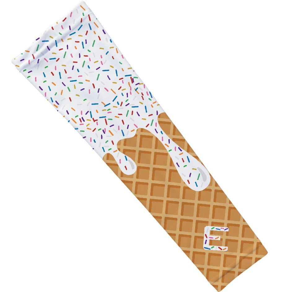White Ice Cream Arm Sleeves - UV Protection Cooling Arm Covers for Summer Outdoor Sports, Driving & Gardening