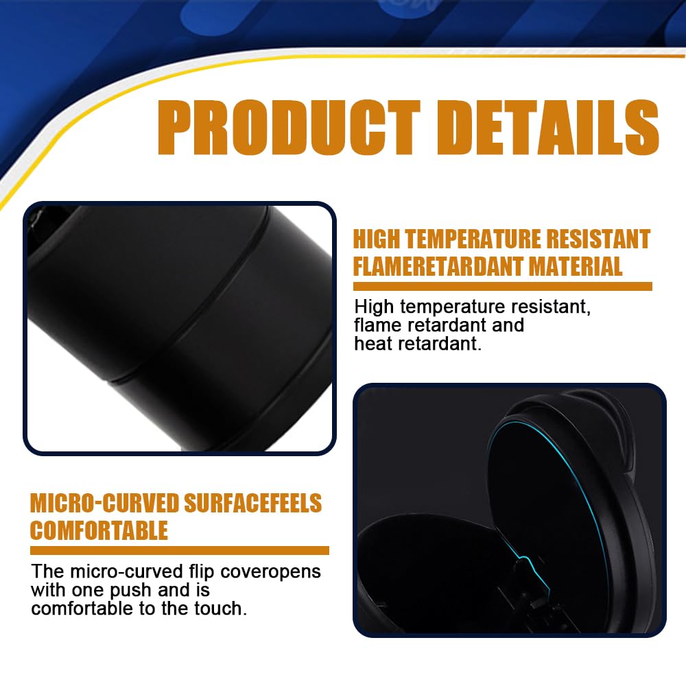 2PCS Car Ashtray with Lid - Portable Mini Vehicle Trash Can, Smell Proof & Windproof Detachable Auto Truck Ashtray - Smokeless Self-Extinguishing Cigarette Holder for Car, Office & Home - Perfect for Road Trips, Commuting & Indoor Smoking Areas