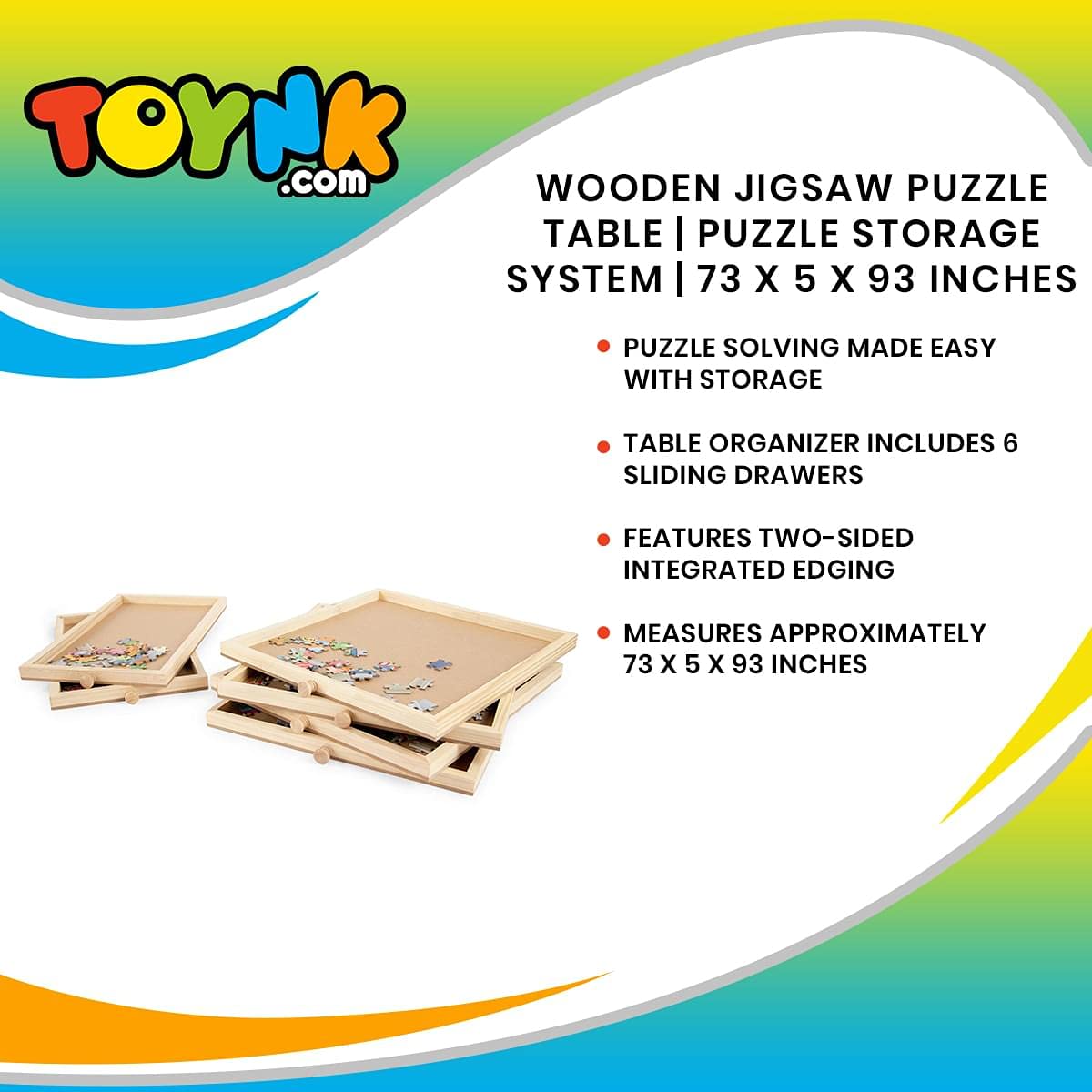 Premium Wooden Jigsaw Puzzle Storage Table with 6 Drawers - Puzzle Organizer & Board Game Storage Solution for Workspace (73
