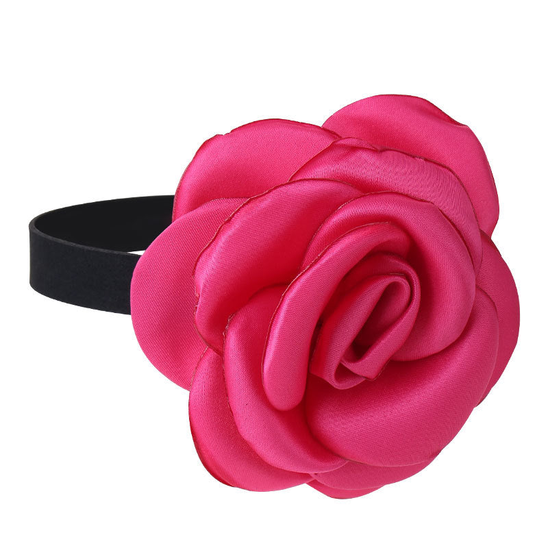 Rose Phantom Flower Suede Choker Necklace | Gothic Victorian Costume Jewelry | Perfect for Halloween, Cosplay & Vintage Fashion Outfits