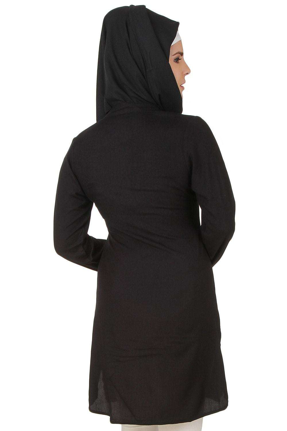 Fatinah Black Rayon Tunic Top for Women - Soft & Flowy Casual Blouse - Perfect for Work, Office & Everyday Wear