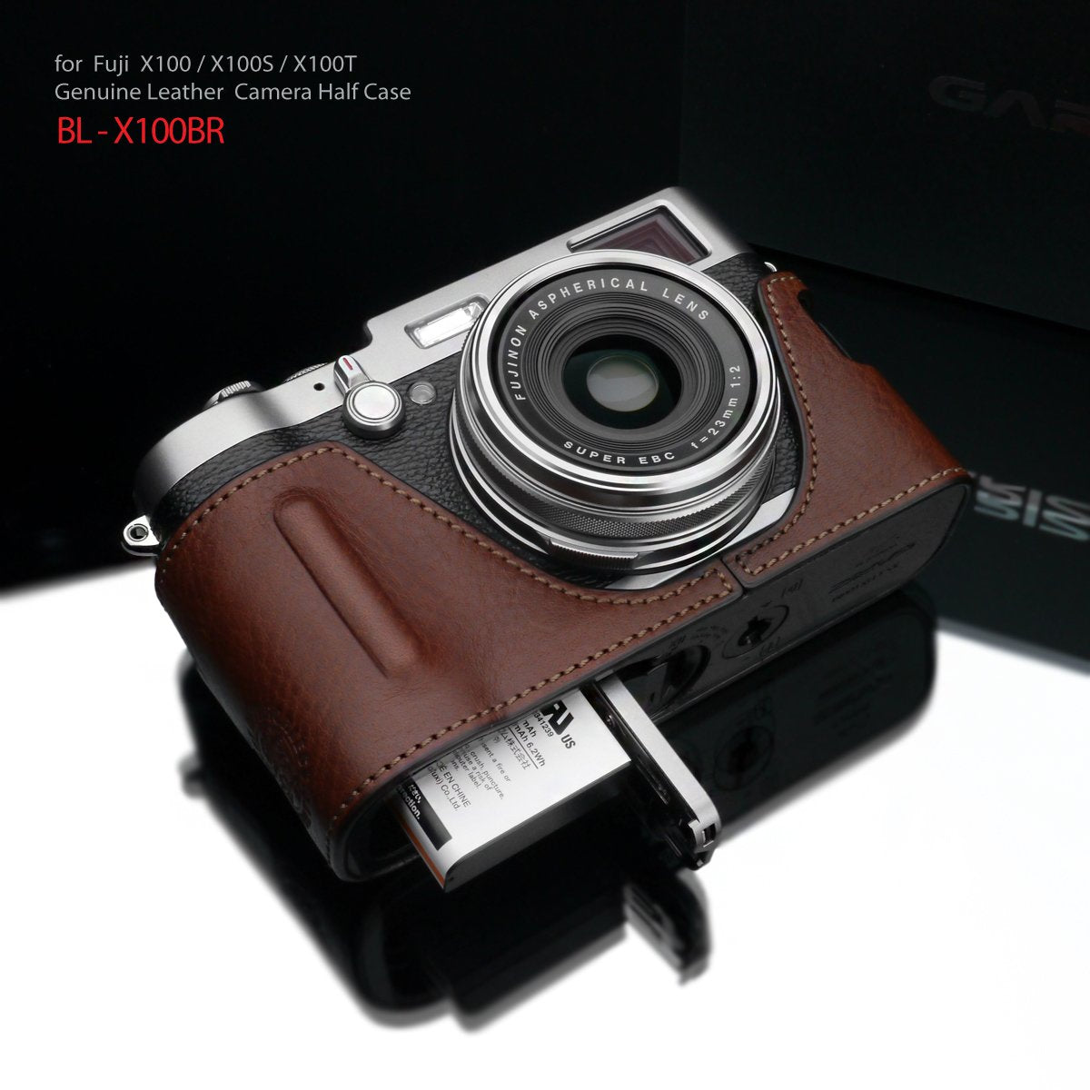 Gariz Genuine Brown Leather Camera Case for Fujifilm X100/X100S/X100T - Premium Protective Cover for Travel & Street Photography