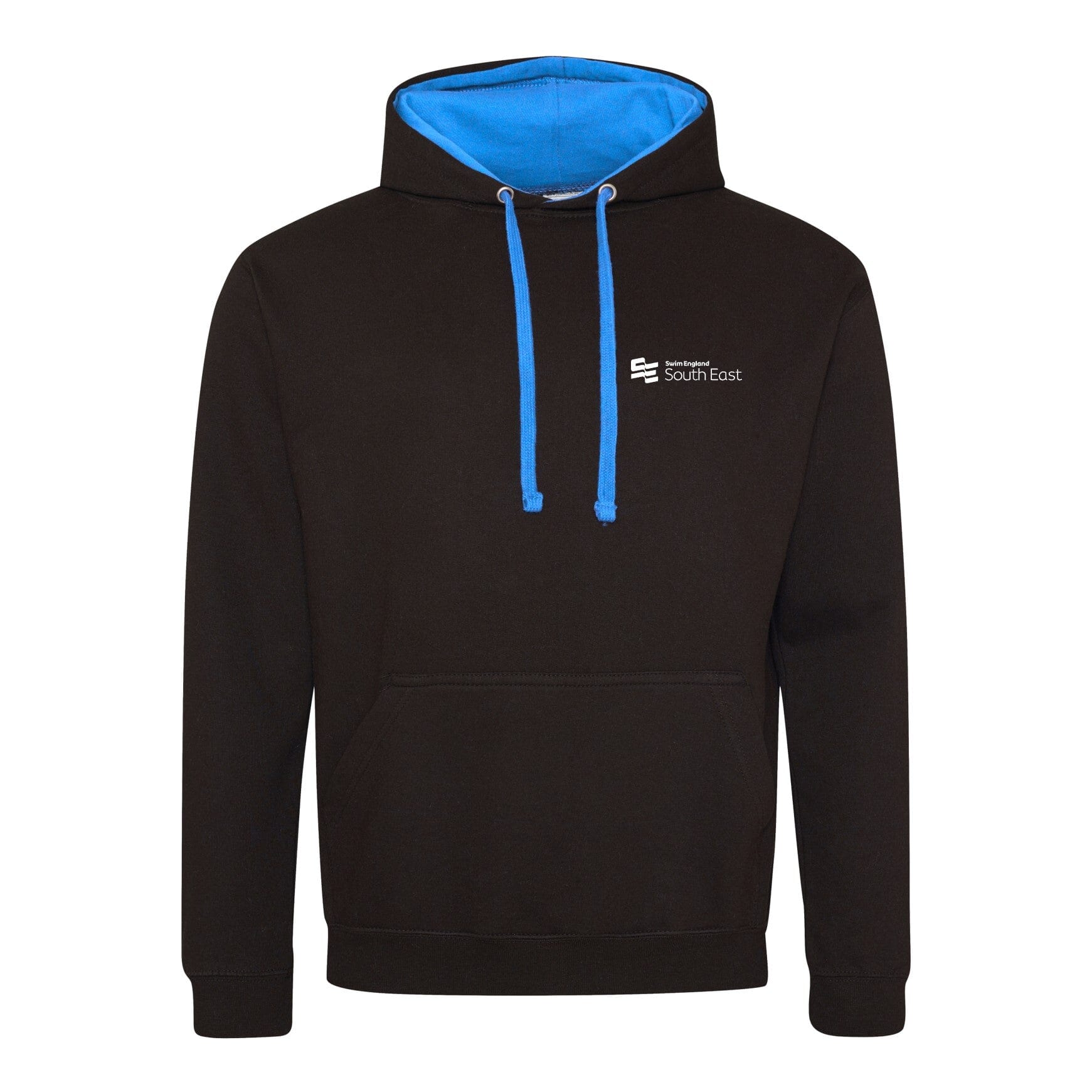 Swim England South East Open Water Regional Championships 2025 Hoodie - Jet Black & Sapphire Blue - Perfect for Swimming Events & Outdoor Activities