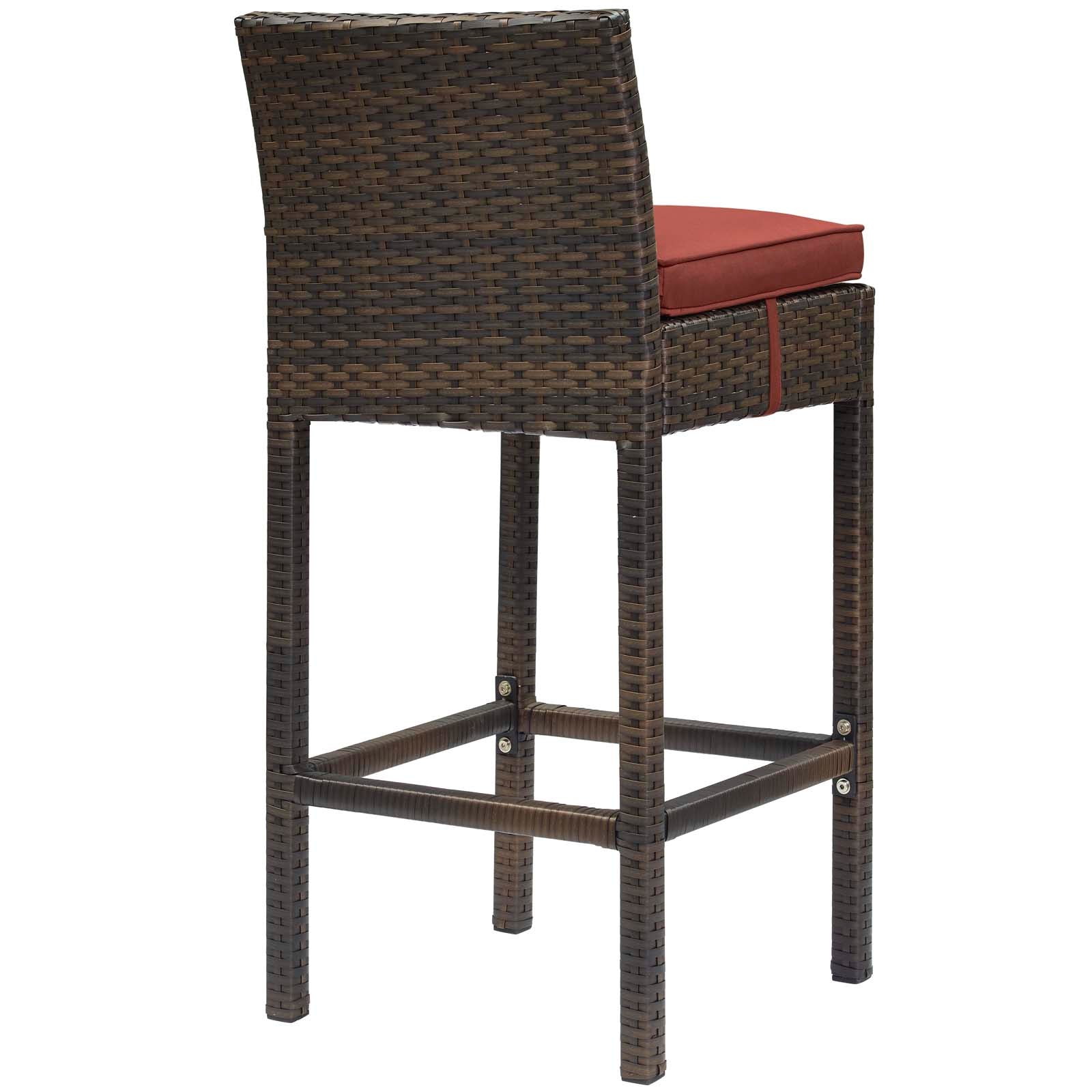 Outdoor Patio Bar Stool - Wicker Rattan Bar Height Stool for Backyard, Poolside & Garden - Weather-Resistant & Durable Dining Stool for Outdoor Entertaining