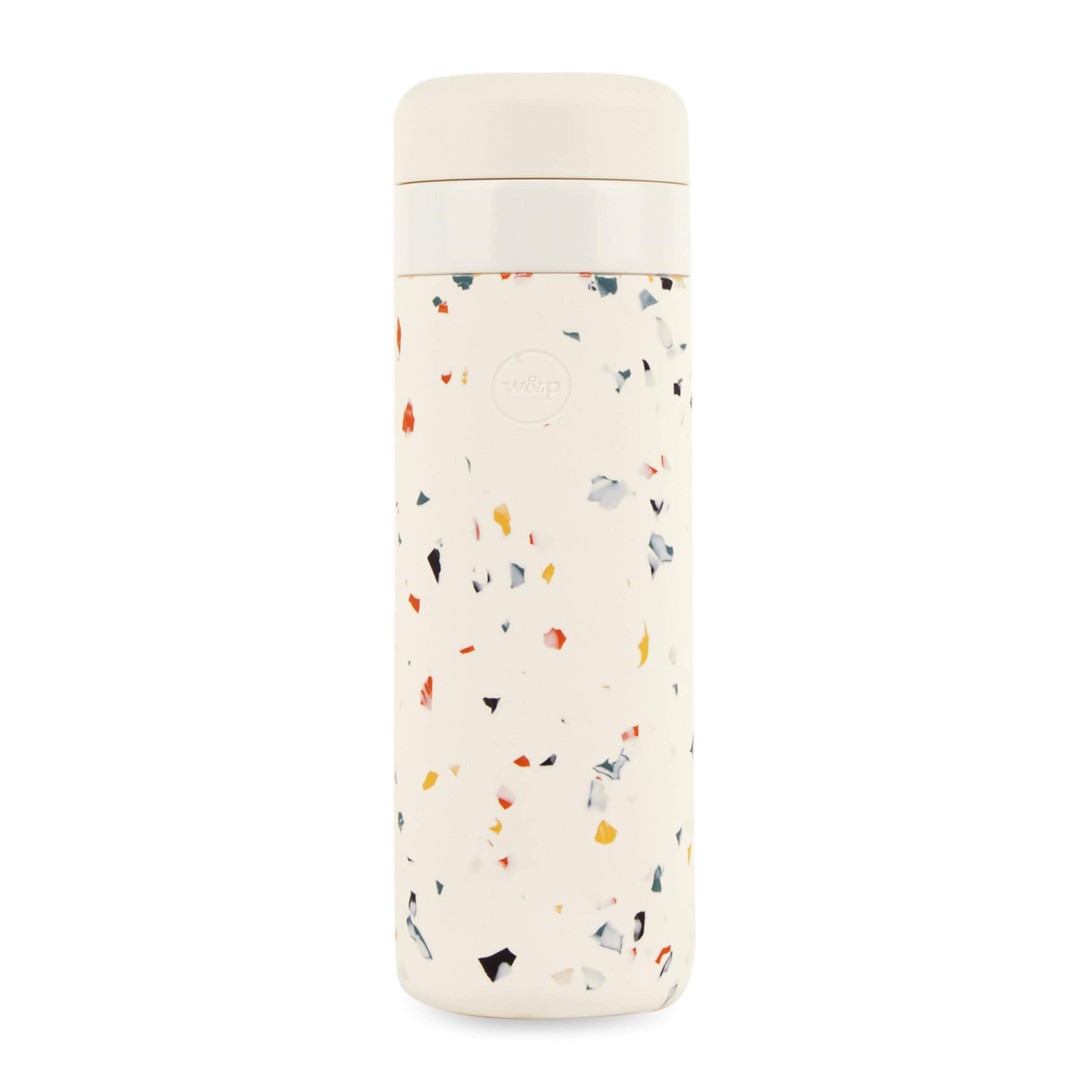 W&P Porter Insulated Bottle 20 oz - Ceramic Coated Vacuum Flask for Coffee, Tea & Water | Wide Mouth, Dishwasher Safe | Cream Terrazzo Design | Perfect for Office, Gym & Outdoor Adventures