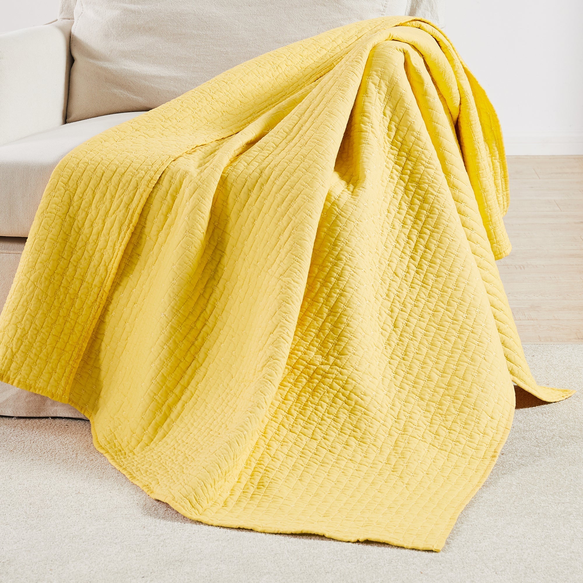 Handmade Cross Stitch Quilted Throw Blanket - Cozy Soft Bedspread for Sofa, Bed & Couch - Perfect for Winter Warmth, Home Decor & Gift Giving