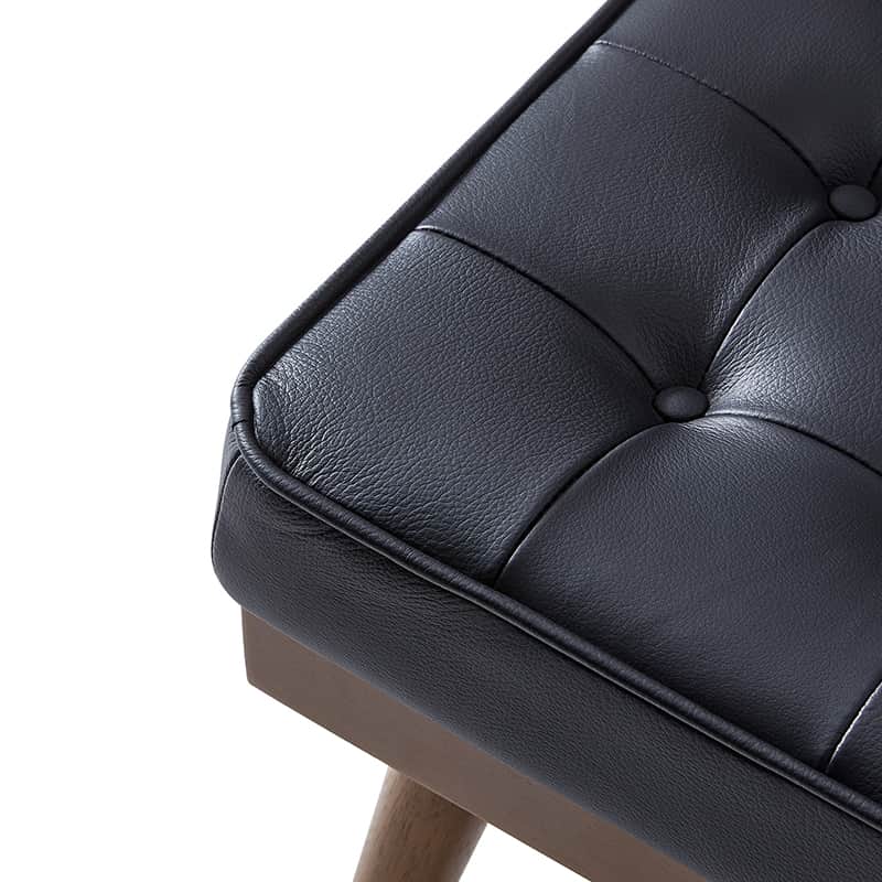 Elisa Mid Century Modern Genuine Leather Ottoman Footrest - Stylish Living Room Accent for Home Decor & Lounge Comfort