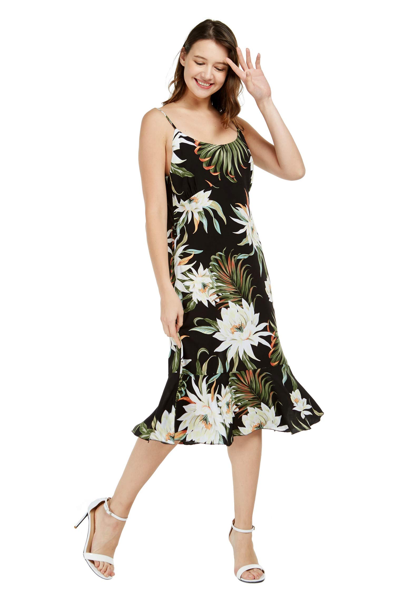 Hawaiian Luau Outfits for Family - Matching Tropical Shirts for Men, Women, Boys & Girls | Wispy Cereus Black | Beach Party, Summer Vacation & Theme Party Wear