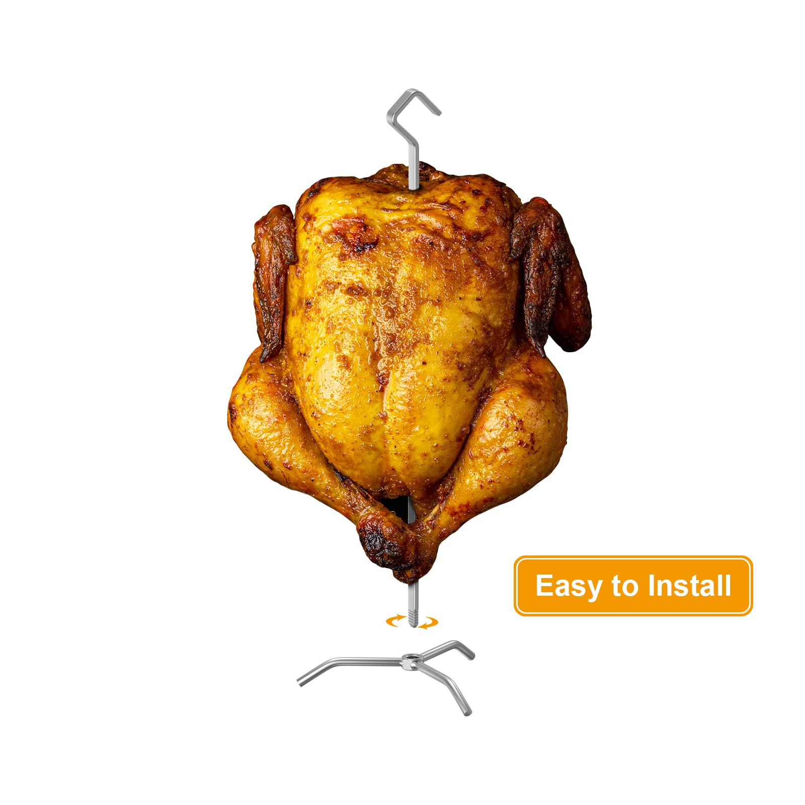 KEESHA Upgraded Turkey Holder - 304 Food-Grade Stainless Steel Poultry Hanger for BBQ & Grilling | Vertical Grill Rack for Smoking Whole Chicken | Includes 3 Sets with Skewers & Bases | Perfect for Backyard BBQ, Camping & Outdoor Cooking