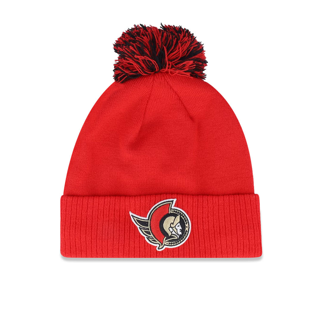 Adidas Ottawa Senators Cuffed Knit Pom Beanie (IP7408) - Official NHL Winter Hat for Men & Women - Perfect for Cold Weather & Hockey Games