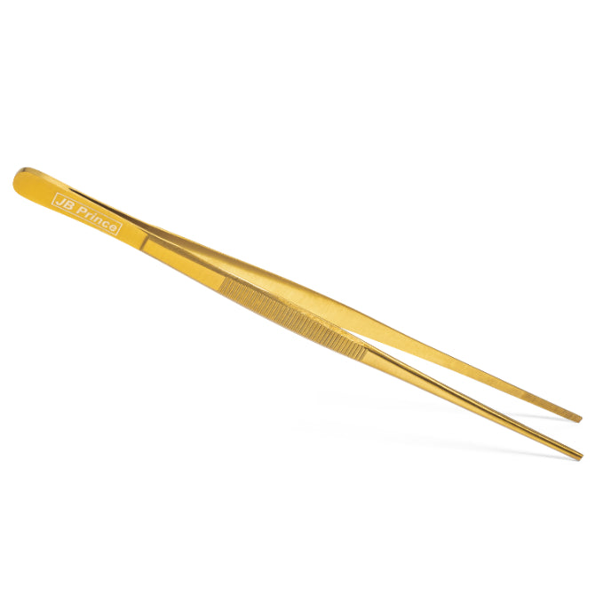 JB Prince 10 Inch Straight Tip Tweezers - Professional Stainless Steel Tweezers for Cooking, Baking, Sugar Art & Candy Making - Perfect Kitchen Tool for Chefs & Home Bakers