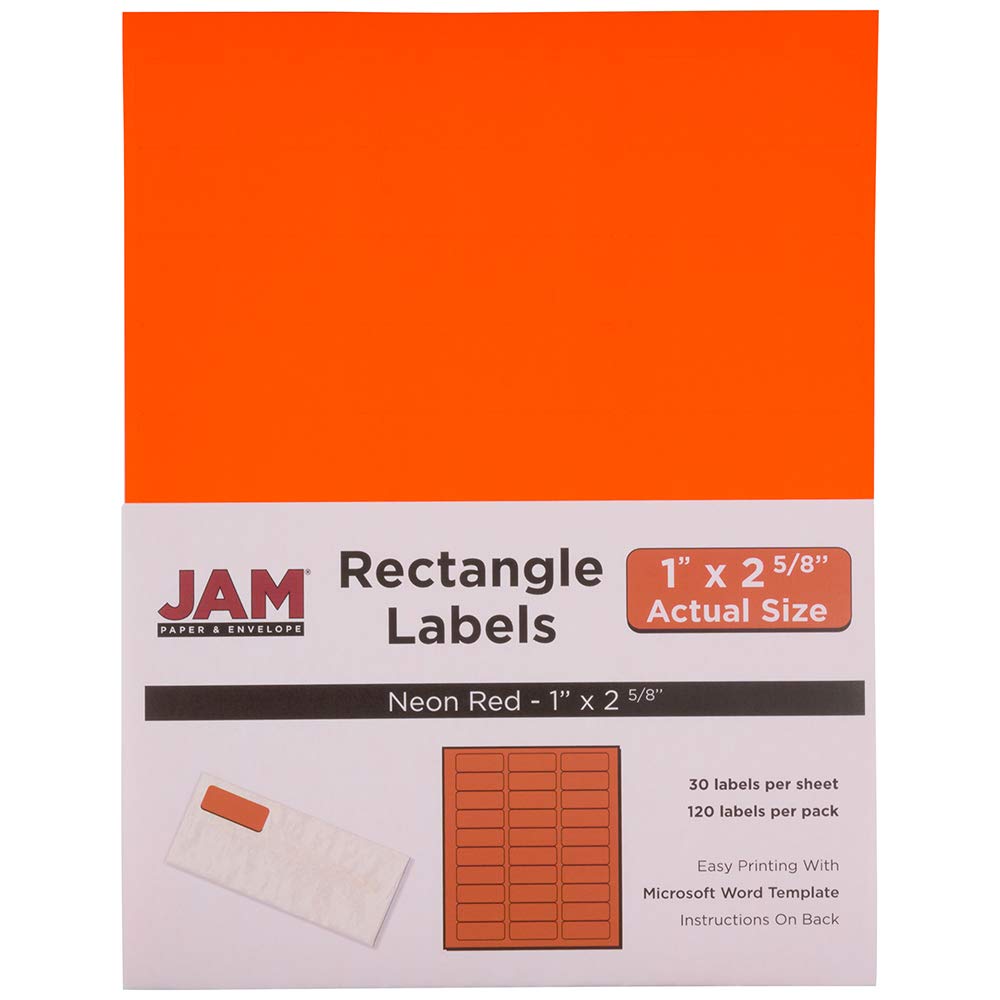 Neon Red/Orange Address Labels 1x2 5/8 - 120 Pack for Shipping & Mailing