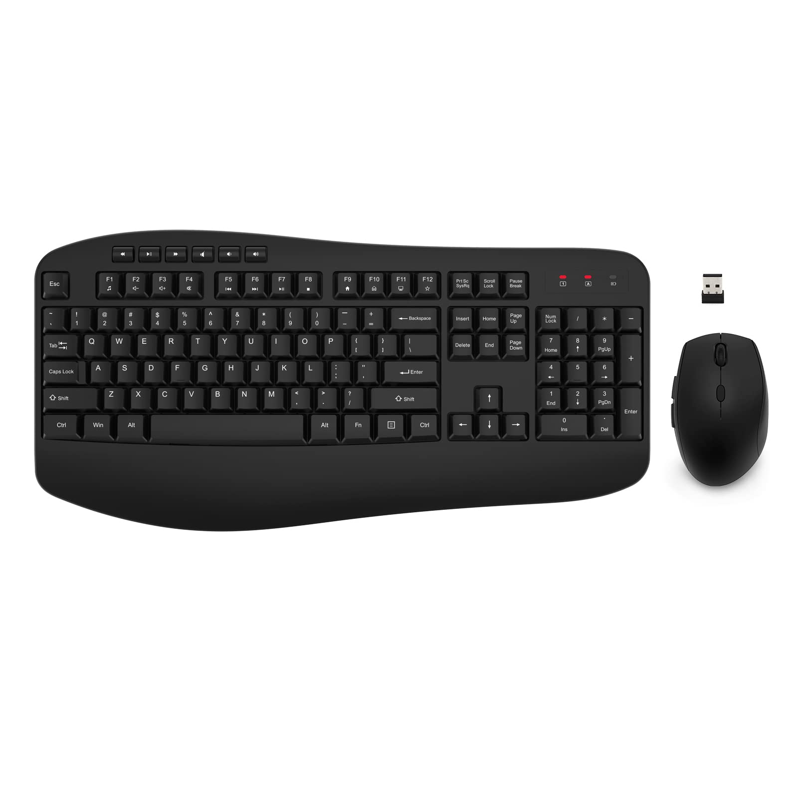 EDJO 2.4G Wireless Keyboard and Mouse Combo - Full-Sized Ergonomic Keyboard with Palm Rest & Optical Wireless Mouse for Windows/Mac - Perfect for Office, Home & Gaming Use on PC, Laptop & Desktop Computers