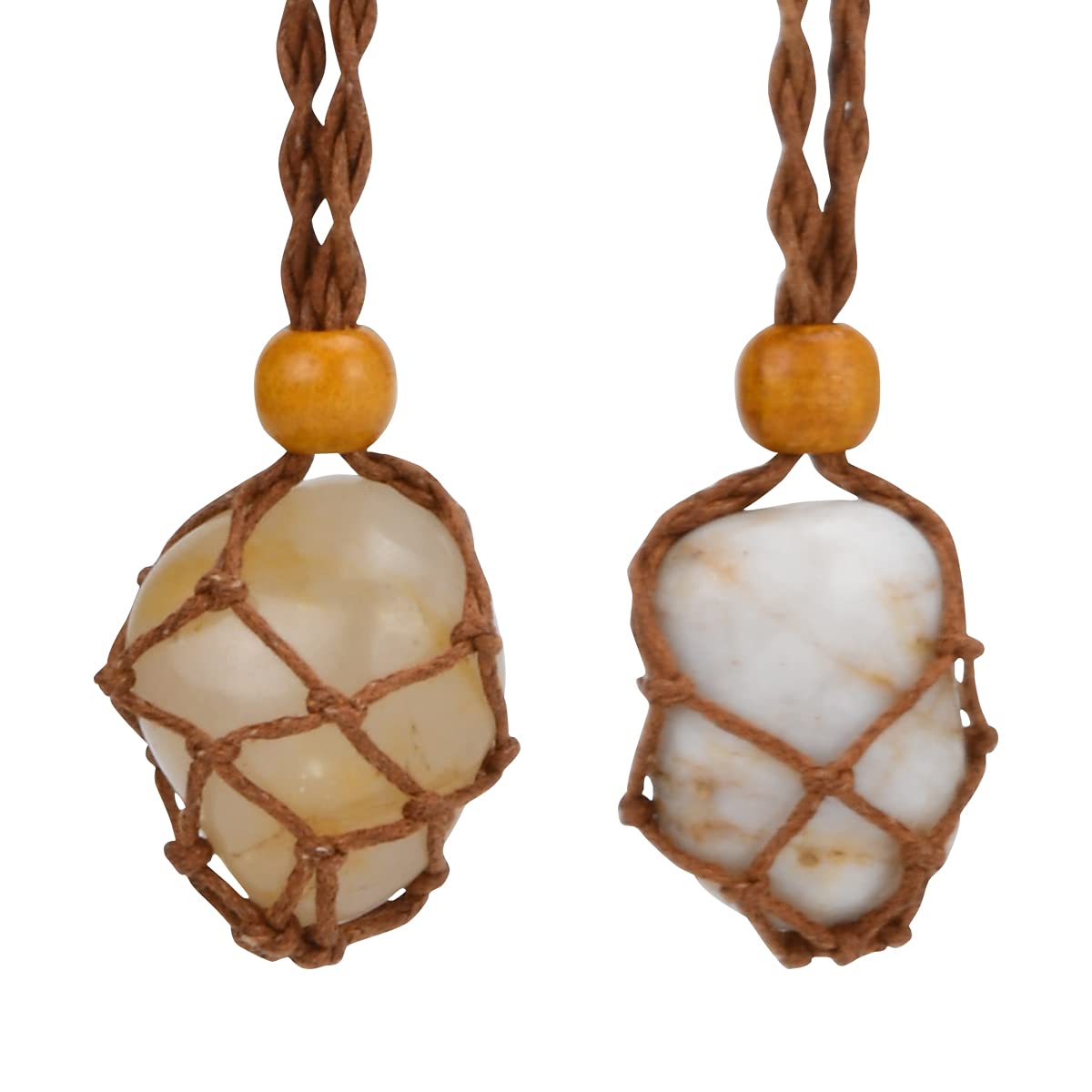 2-Pack Adjustable DIY Necklace Cord with Empty Stone Holder - Handmade Crystal Pendant Holder for Hemp Rope Jewelry Making - Perfect for Boho, Hippie & Handcrafted Jewelry Designs