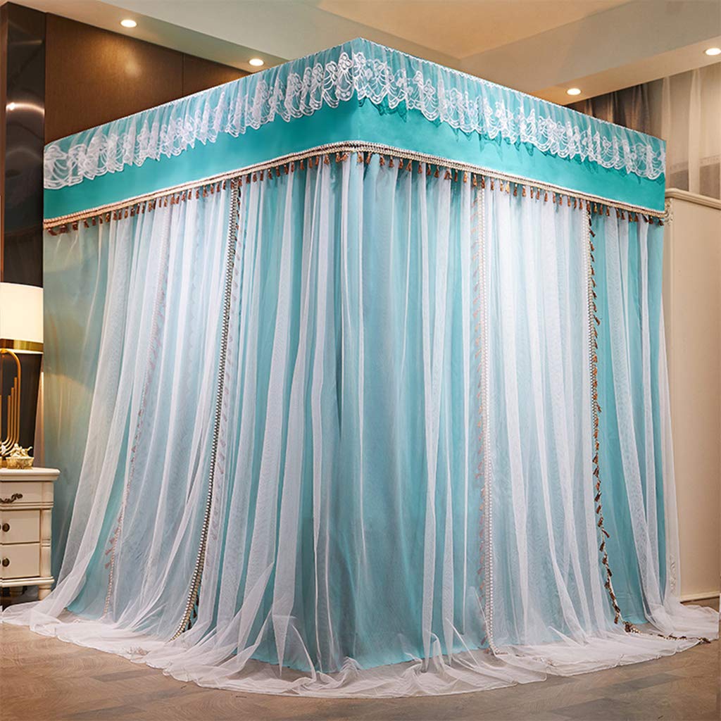 Royal Princess 4-Poster Bed Canopy & Elegant Mosquito Net for Girls, Adults & Kids - Twin/Full/Queen/King Size Bed Curtain (Solid Green, Queen) - Perfect for Bedroom Decor, Fairy Tale Theme Rooms & Wedding Decorations