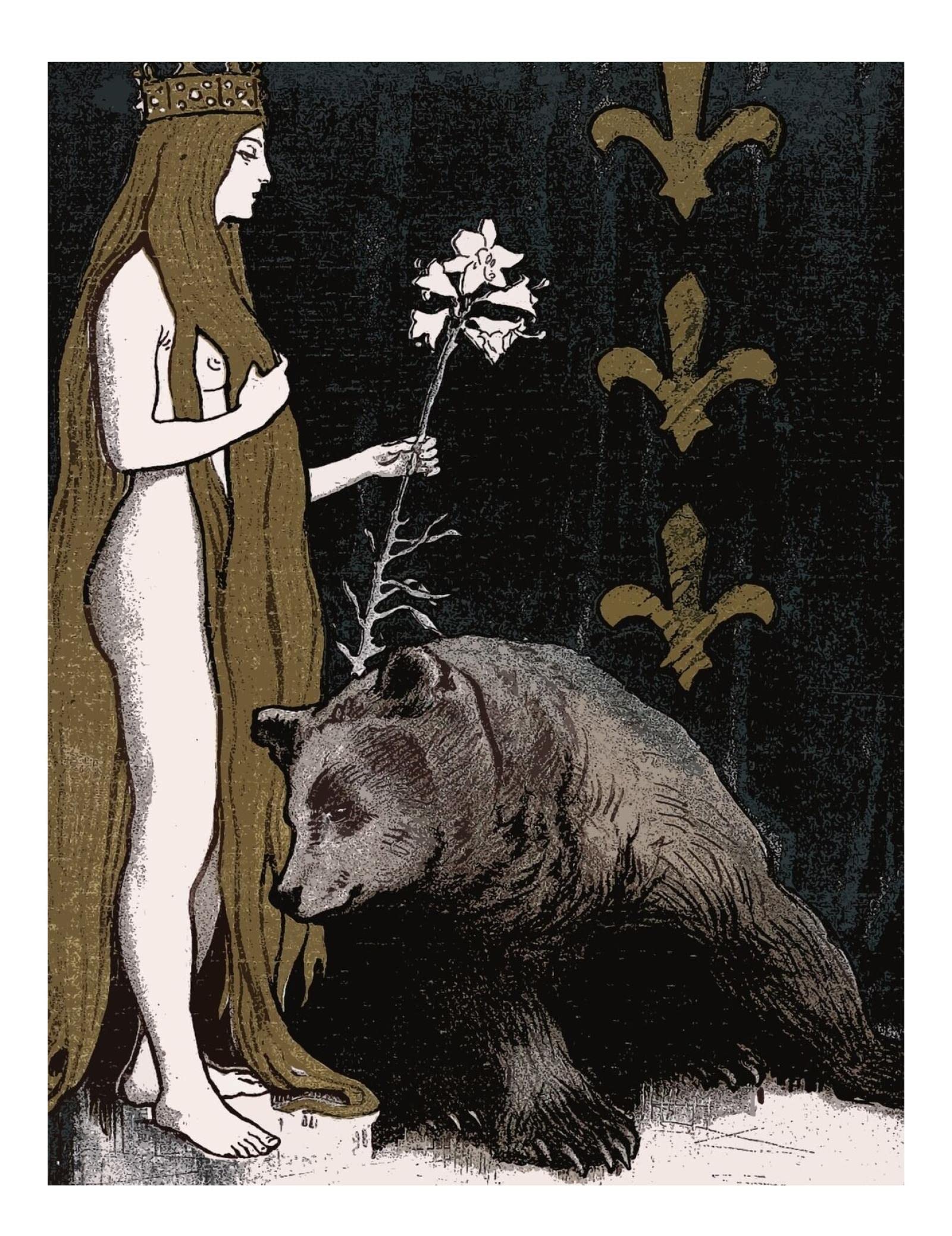 Queen and Bear Italian Wall Art - Modern Bathroom & Office Decor - Unframed 40x60cm (16x24in) - Perfect for Kitchen, Living Room & Bedroom Decoration