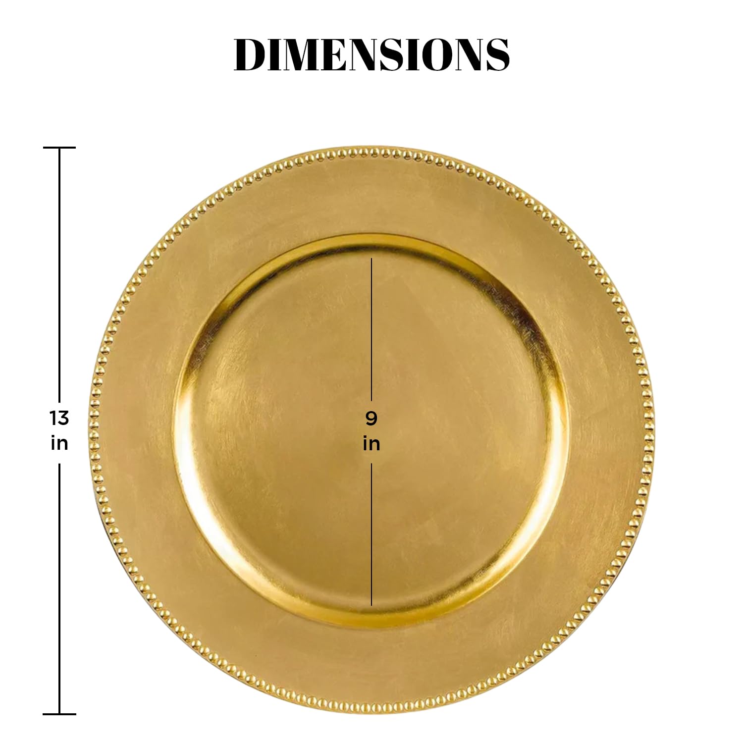 24 Pack 13 Inch Gold Beaded Charger Plates - Heavy Duty Plastic Dinner Plate Chargers for Weddings, Parties & Events - Elegant & Durable Party Tableware for Formal Dinners, Bridal Showers & Special Occasions