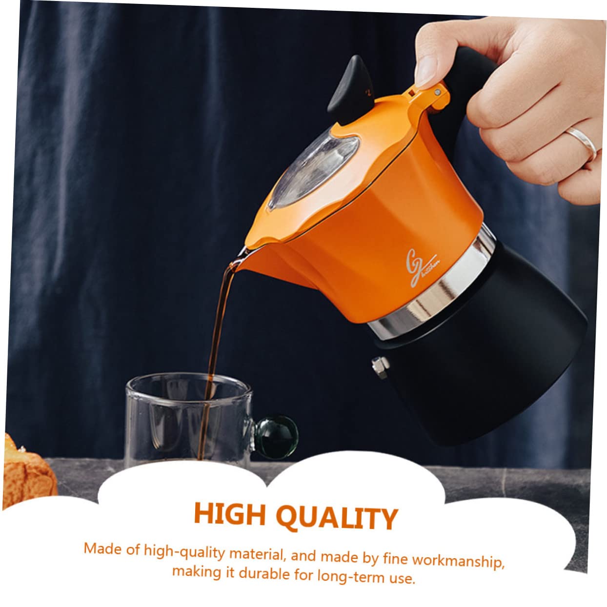 Hemoton 1-Piece Stainless Steel Coffee Pot - Espresso Maker with Heat-Resistant Handle, Perfect for Home Brewing, Camping & Office Use