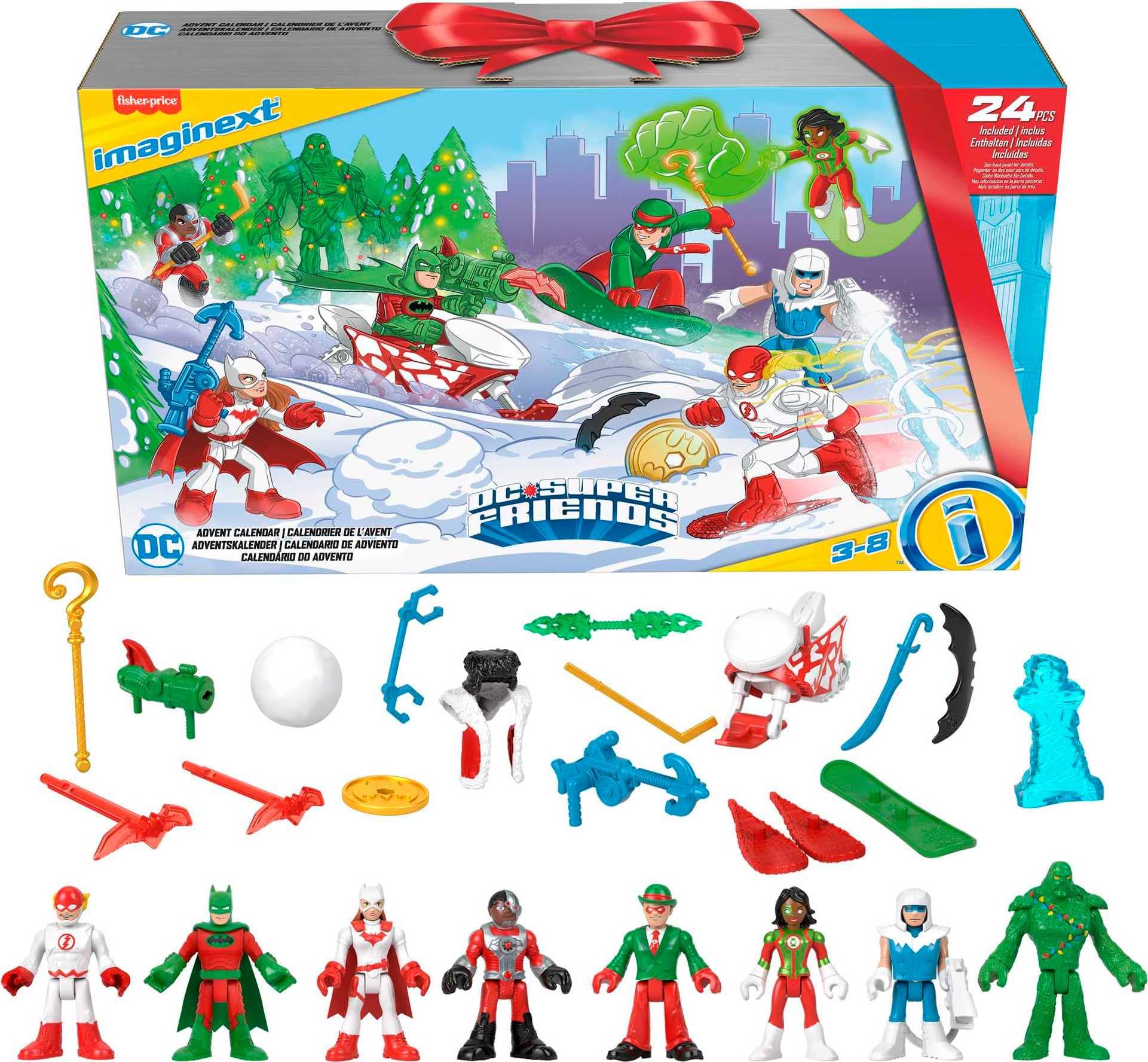 Fisher-Price Imaginext DC Super Friends Advent Calendar - 24-Piece Christmas Toy Set with Superhero Figures & Accessories for Kids Ages 3+ | Fun Holiday Countdown Activity for Preschoolers & DC Comics Fans