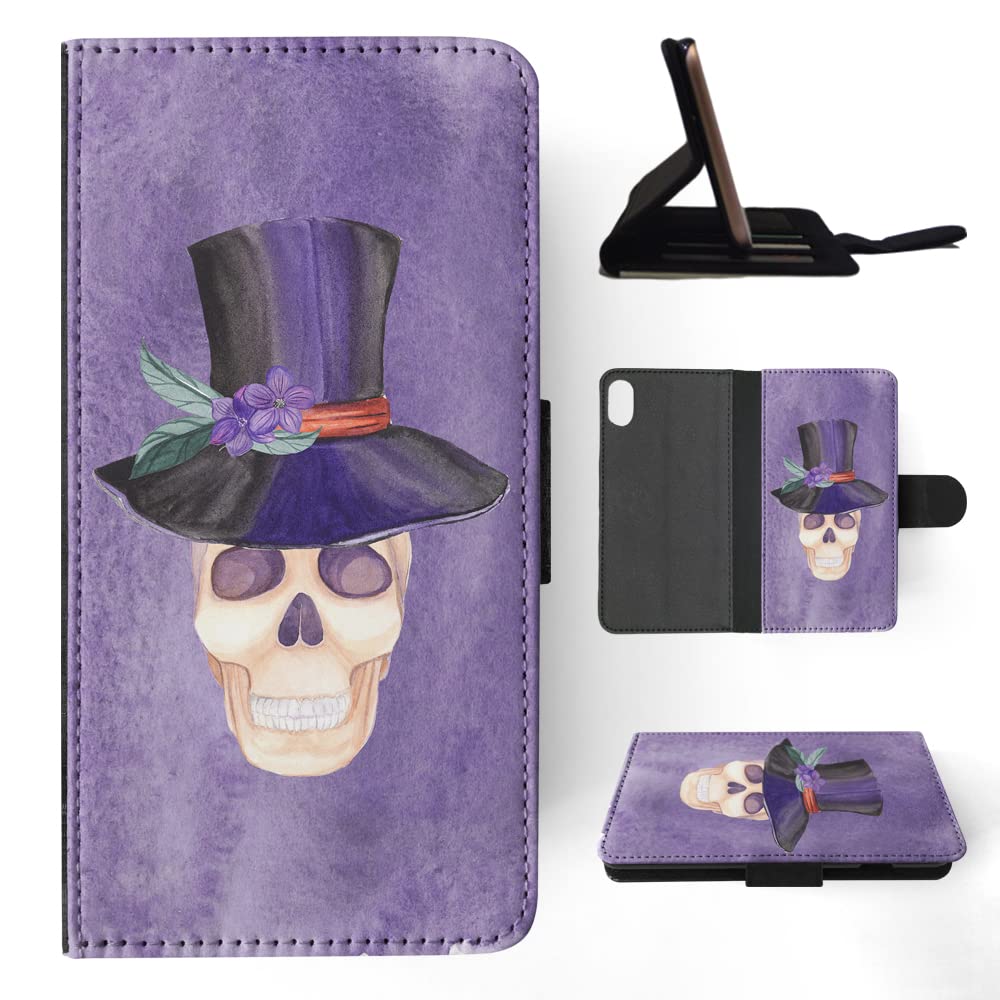 Watercolor Skull #2 Flip Wallet Phone Case for Apple iPhone Xs MAX - Stylish Protective Cover with Card Slots for Daily Use, Travel & Shopping