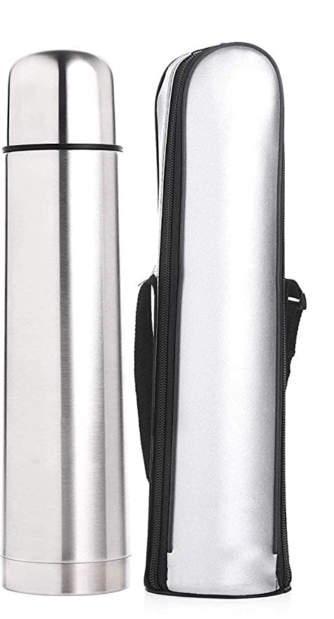 ATIPRIYA 1000ml Stainless Steel Insulated Water Bottle with Flip Lid - 12 Hours Hot & Cold Retention - Leakproof Travel Thermos for Gym, Hiking, Office (Silver, Pack of 1)