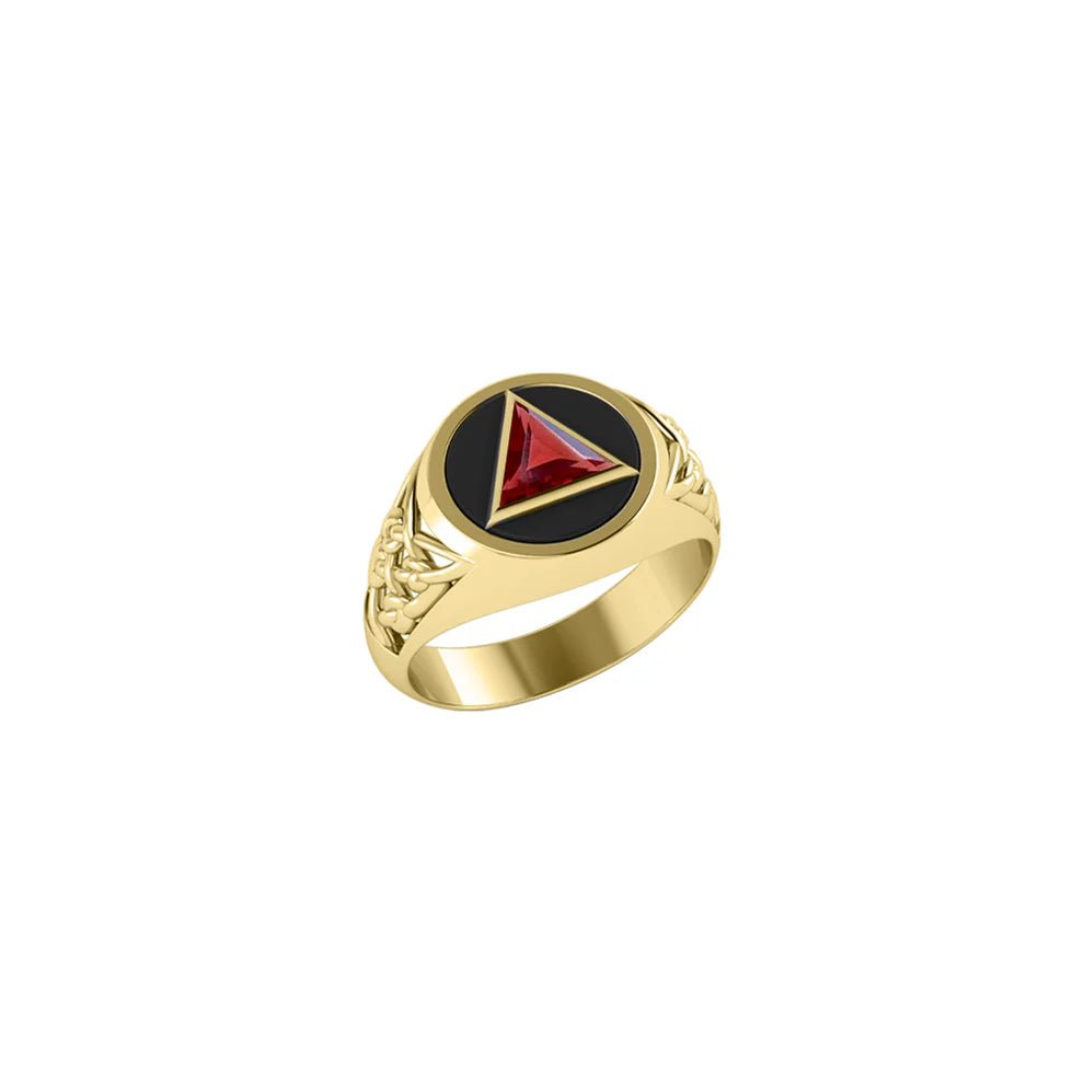 14K Yellow Gold Celtic AA Recovery Ring with Genuine Gemstone - Elegant Jewelry for Women, Perfect for Gifts, Healing & Spiritual Practices