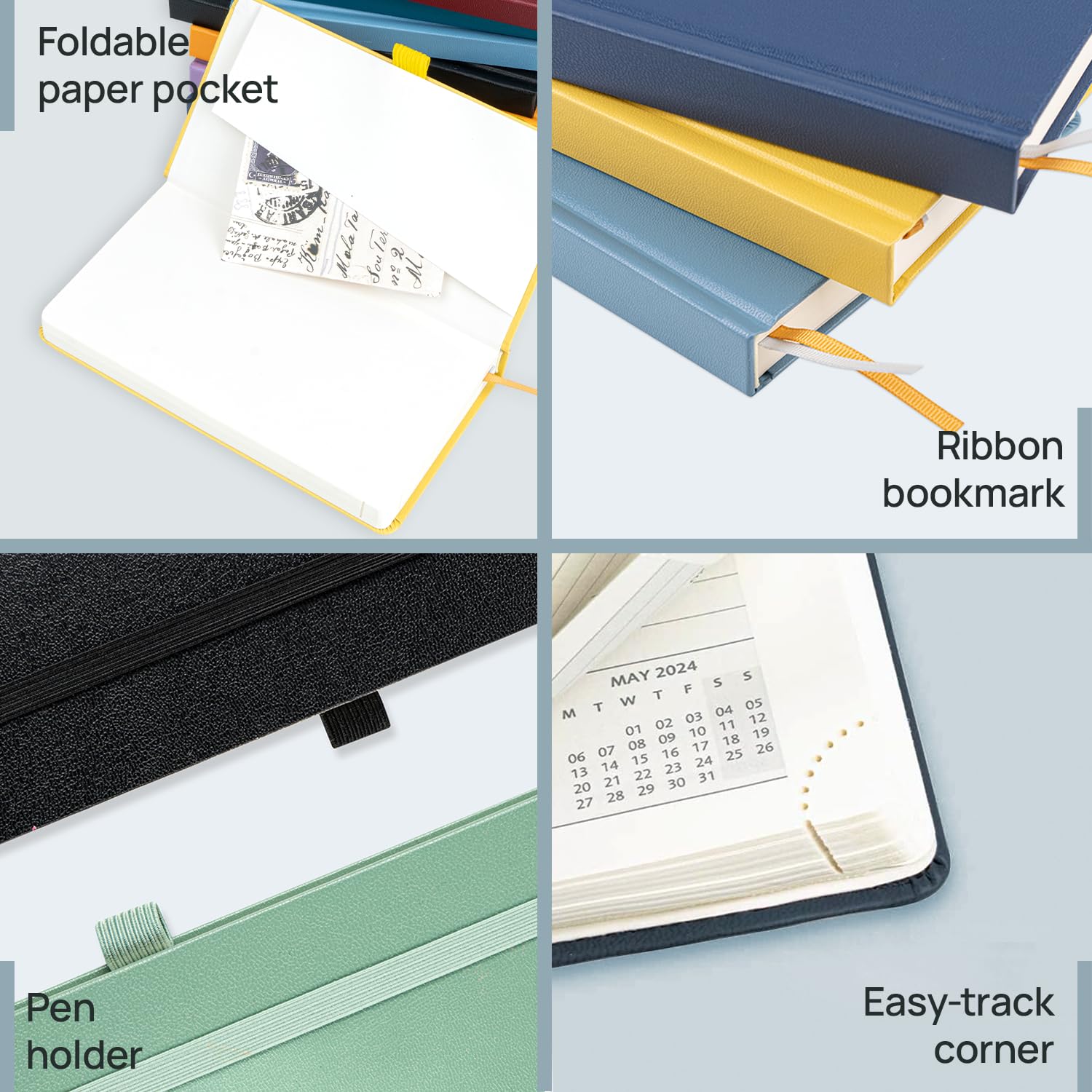 POPRUN Slim Diary 2025 - Hardback Pocket Planner (16.5x9 cm) | Weekly Vertical Layout with Inner Pocket | Light Pink | Perfect for Daily Scheduling, Work Planning & Personal Organization