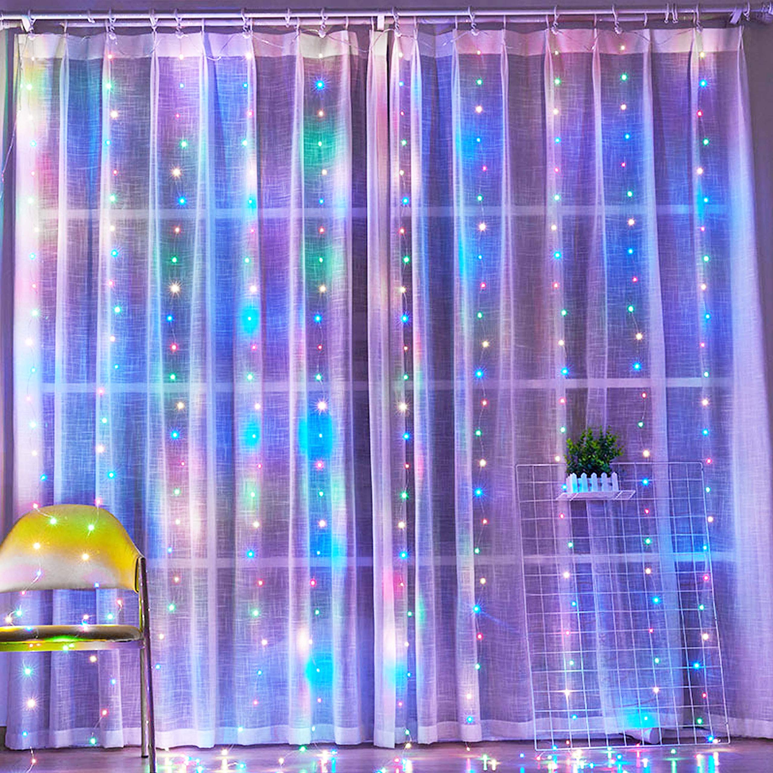300 LED Fairy String Lights with Remote - 9.8x9.8ft USB Copper Wire Twinkle Lights, 8 Lighting Modes for Window Curtains, Bedroom, Wedding & Christmas Decor - Indoor/Outdoor Waterproof Party Lights (Colorful) - Perfect for Holiday Decorations, Romantic Ambiance & Outdoor Patio Lighting